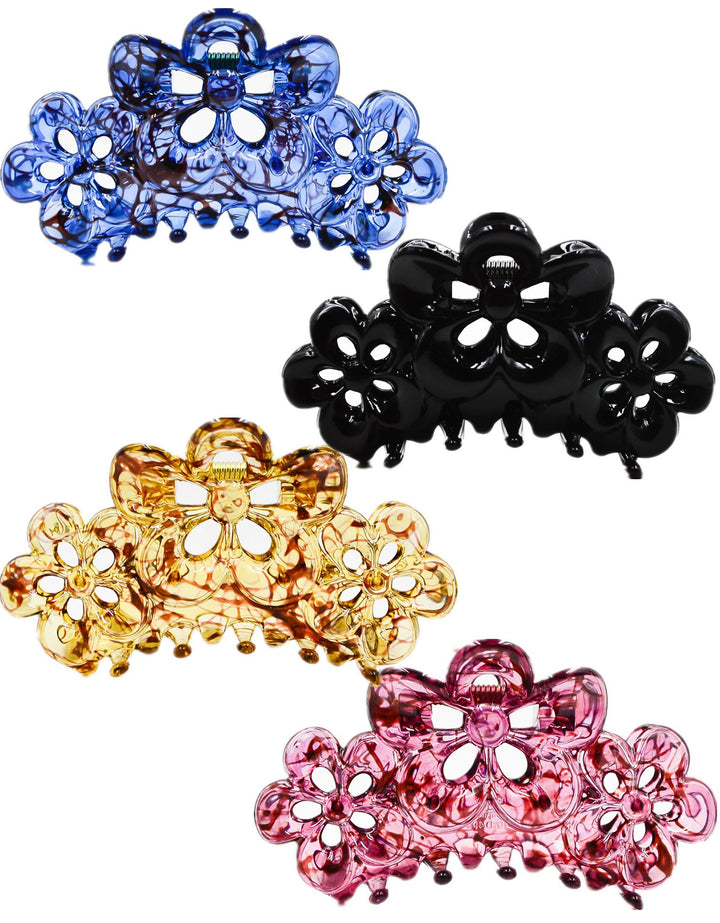 Prettyou 3.5 Effortless Beauty Assorted Hollow flowers Hair patterns Hair Claws4-count