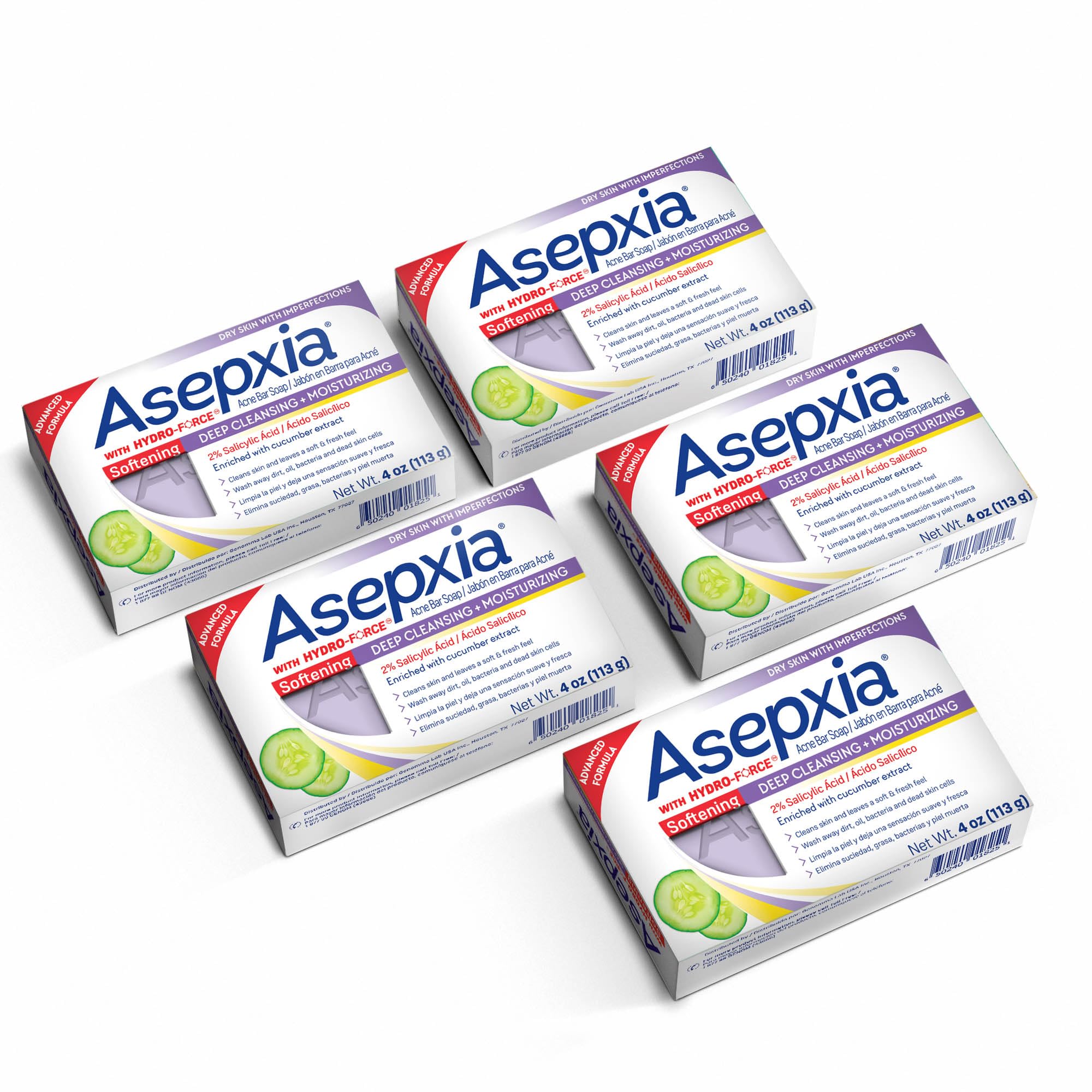 ASEPXIA Cleansing Bar Softening, 4 Ounce Multipack (Pack of 5)