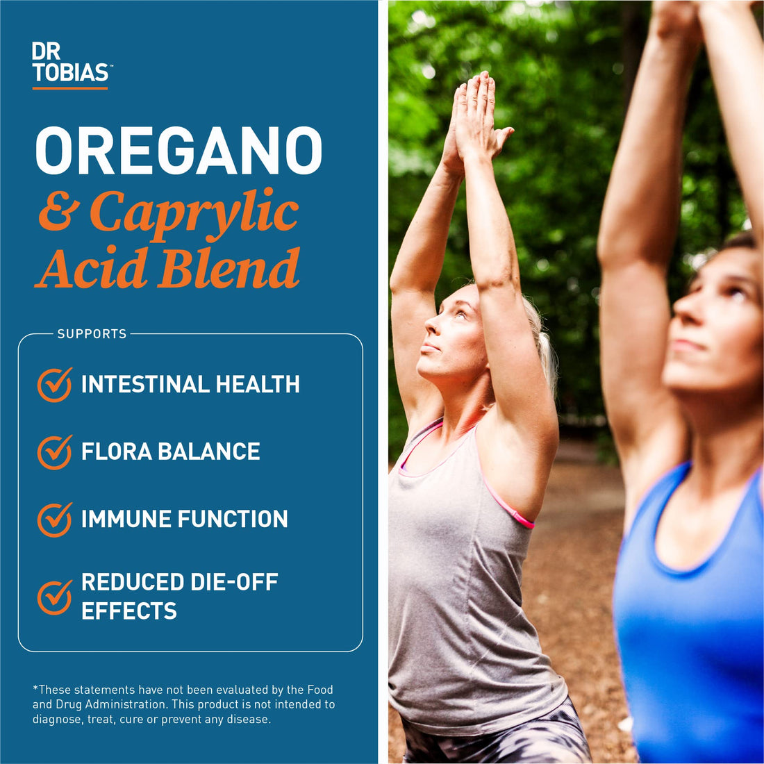 Dr. Tobias Oregano and Caprylic Acid Blend, Gut Flora Balance Complex with Probiotics & Enzymes for Intestinal and Immune Support, Gut Health Supplements for Women & Men, 120 Capsules, 60 Servings
