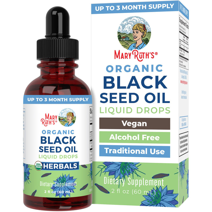 MaryRuth Organics Black Seed Oil Liquid Drops Cold Pressed, 3 Month Supply, USDA Organic Black Cumin Seed Oil, Immune Support, Respiratory Health, Sugar Free, Vegan, Non-GMO, Gluten Free, 2 Fl Oz