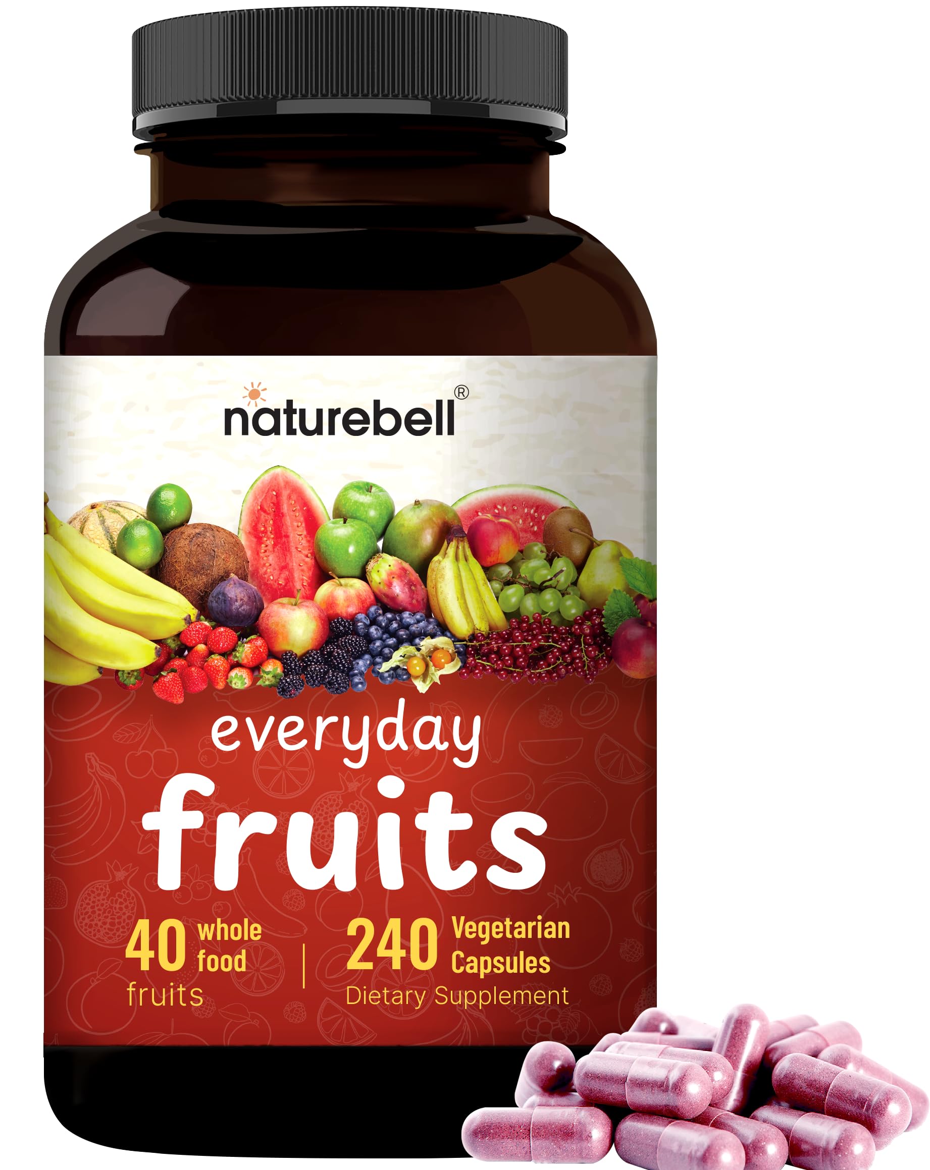 Fruit and Veggies Supplement – 480 Total Vegetarian Capsules | Balance of Natural 40 Whole Fruits & Veggies Blend | Fresh Superfood Formula with Vitamins and Minerals – Non-GMO