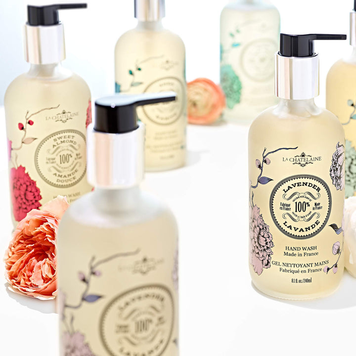 La Chatelaine Hand Wash & Lotion Set | Frosted Glass Bottles 8.1 oz. (Sweet Almond)