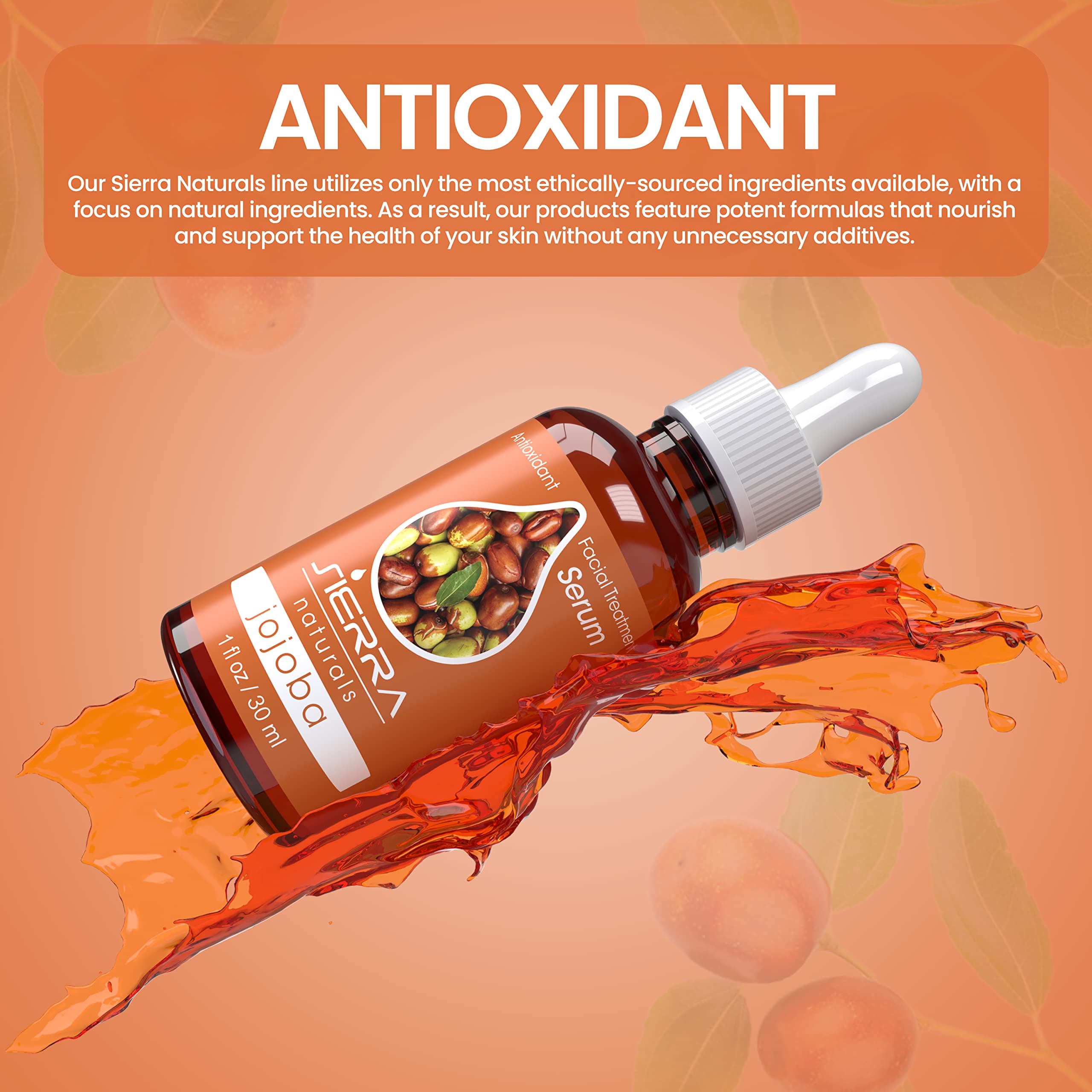 Sierra Naturals Jojoba Jajoba Oil, 100% Jojoba Oil for Face, Facial Oil, Benefits for Anti-Oxidant Facial Serum Hydrating with Vitamin E Oil, 1 oz