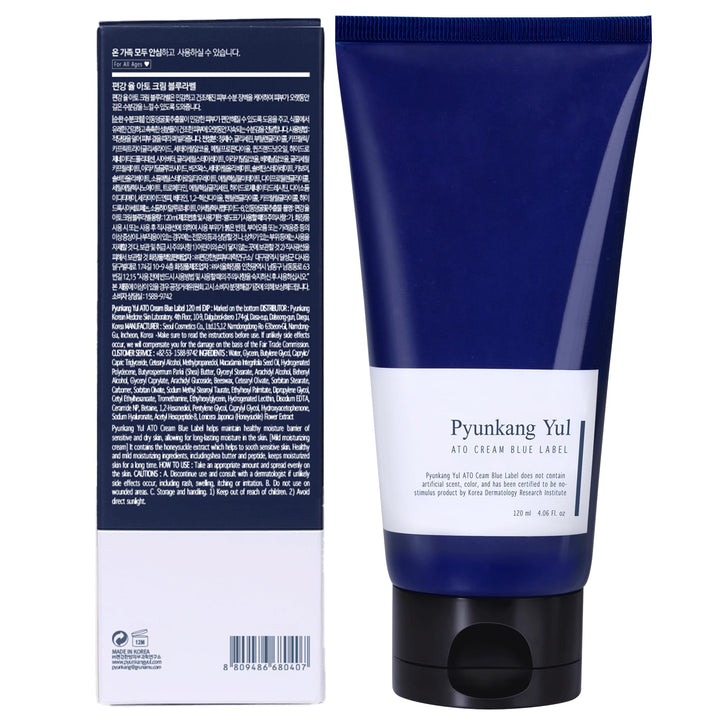 Pyunkang Yul ATO Cream Blue Label - Long lasting Strong Moisture and Nutrients Hyaluronic Acids, Natural Safe Ingredients Ceramide Skin Barrier from Double Hydration Baby Lotion 4.6 Fl. Oz