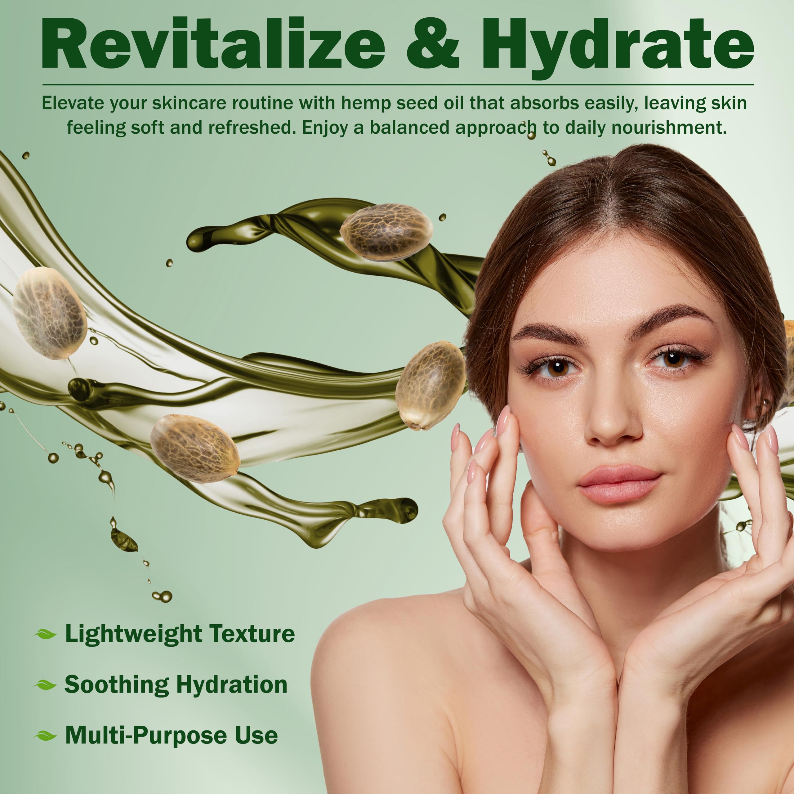 Hemp Seed Oil 16 oz. Virgin, Unrefined 100% Pure Natural - Skin, Body And Hair Moisturizer. Works For Massage, Acne, & More!