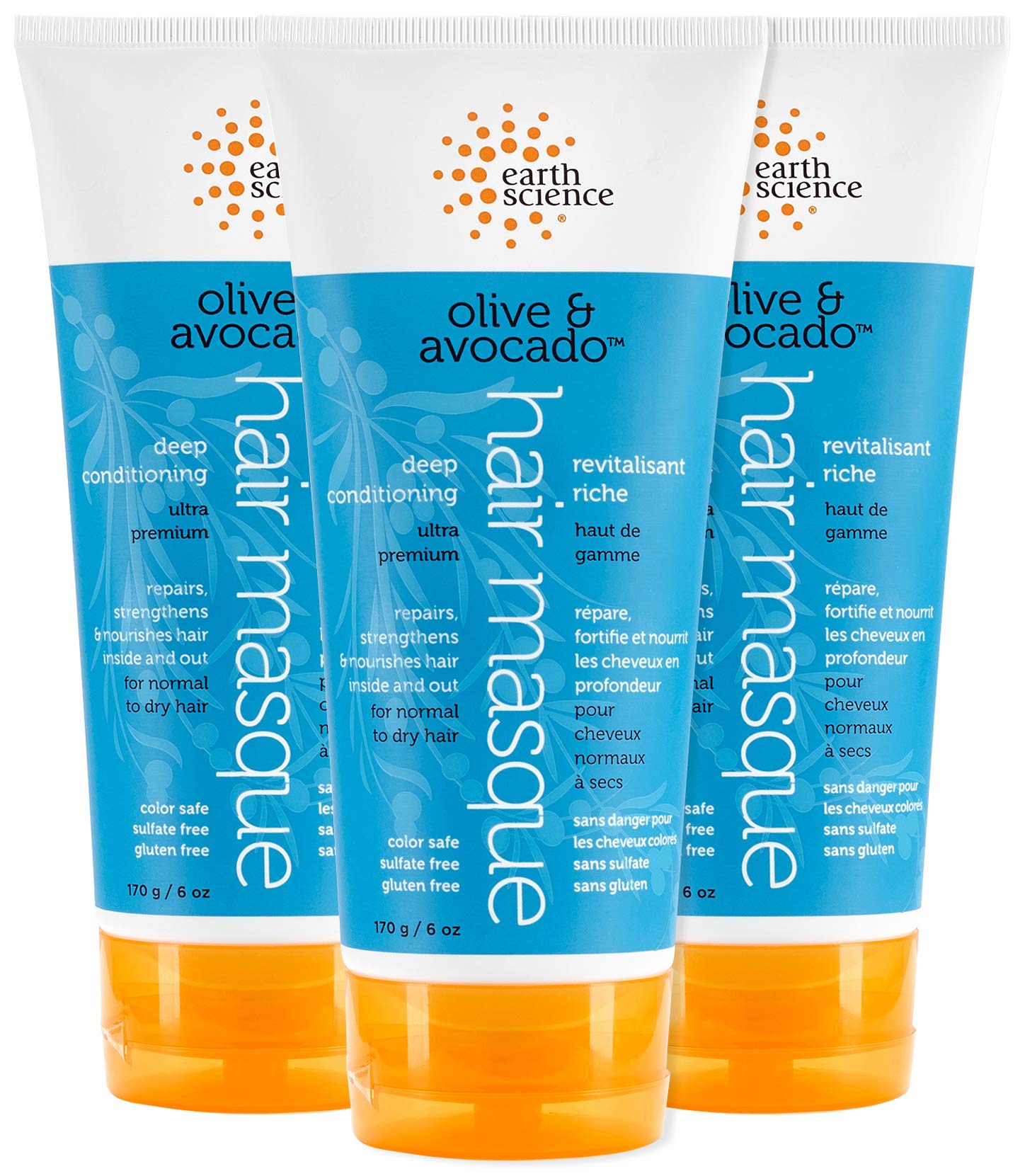 EARTH SCIENCE - Olive & Avocado Deep Conditioning Hair Masque: For Normal to Dry Hair (3 pk, 6 oz.)