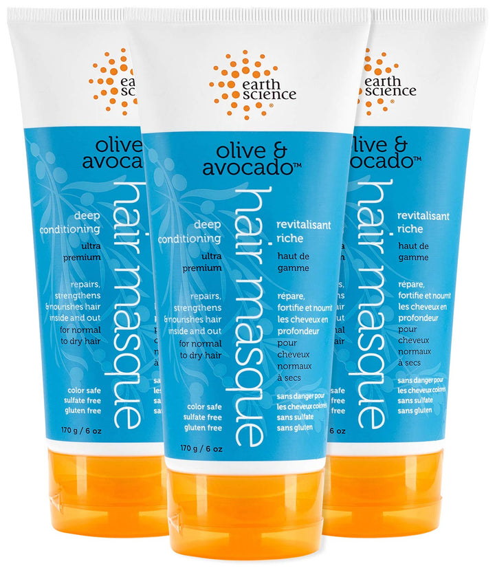 EARTH SCIENCE - Olive & Avocado Deep Conditioning Hair Masque: For Normal to Dry Hair (3 pk, 6 oz.)