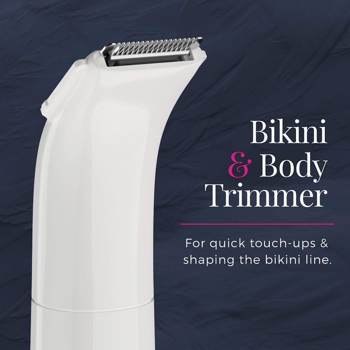 Remington Smooth & Silky Body & Bikini Kit, Cordless bikini trimmer and shaver for women, Waterproof for grooming in the shower, White/Pink