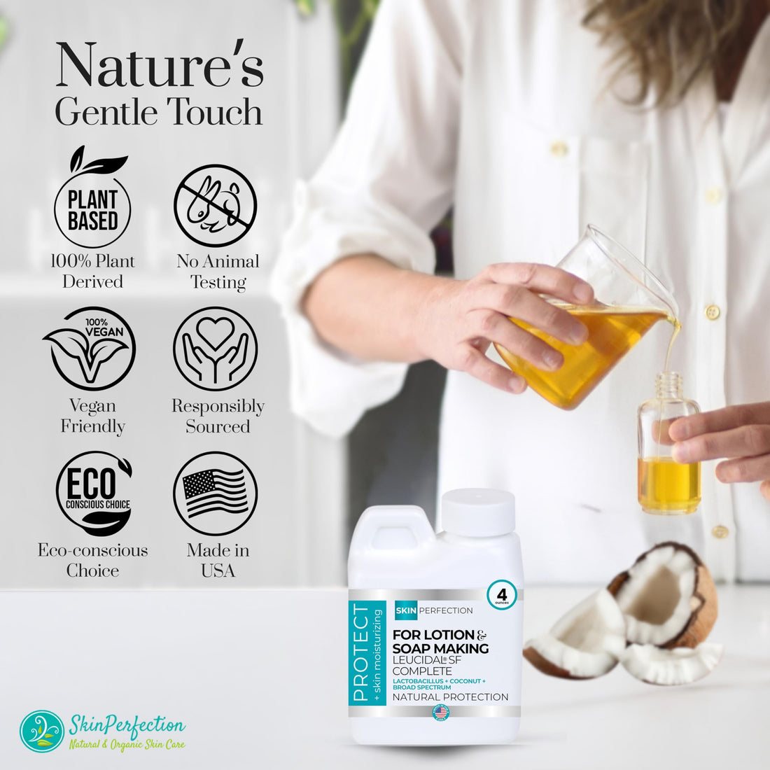 Leucidal Complete Natural Preservatives for Cosmetics Alternative Protectant Making Organic Hair Soap Skincare Radish Root Leucidal Liquid + AMTicide Coconut Ferment 4 oz