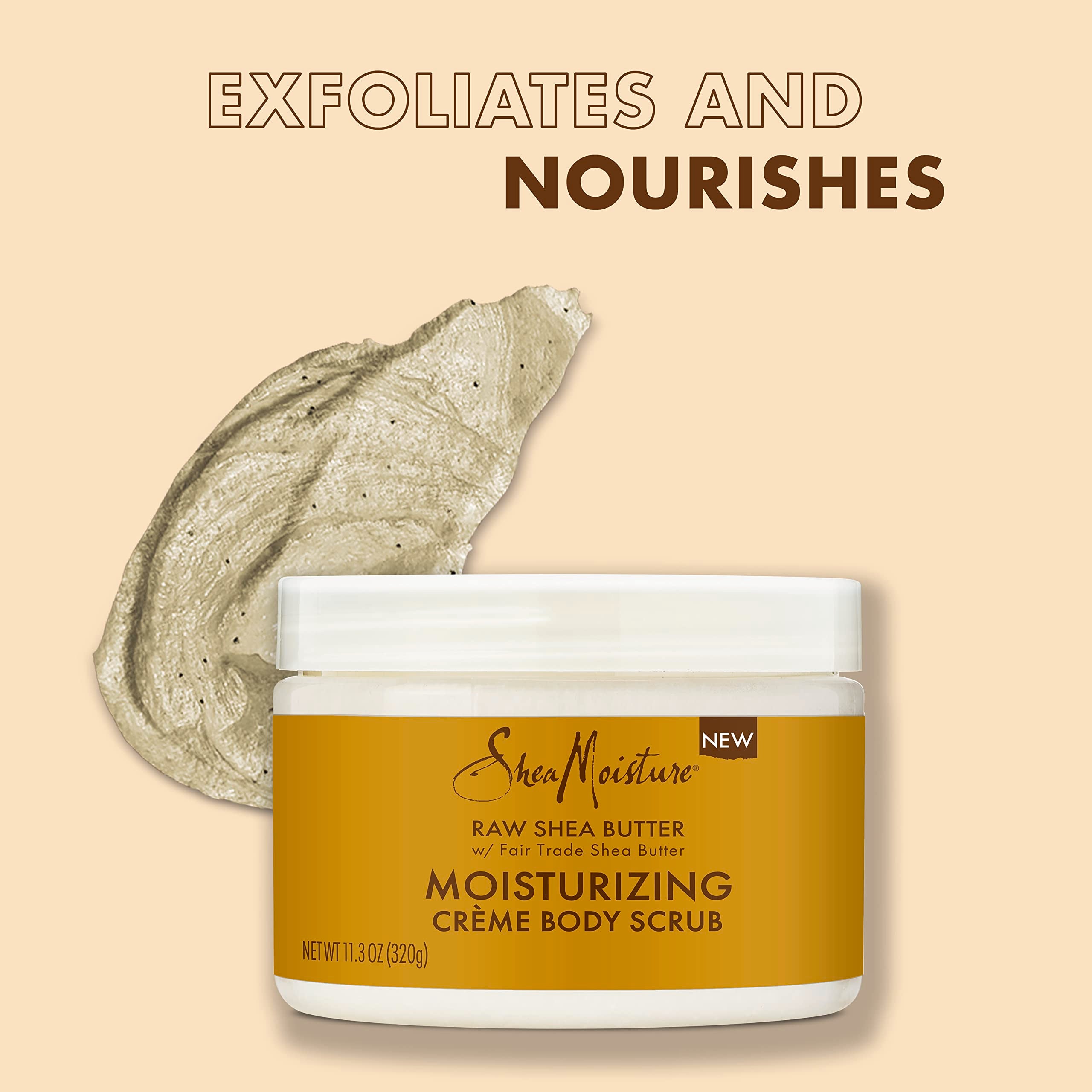 SheaMoisture Raw Fair Trade Shea Butter Moisturizing Exfoliating Crème Body Scrub for Dull Skin 11.3 oz