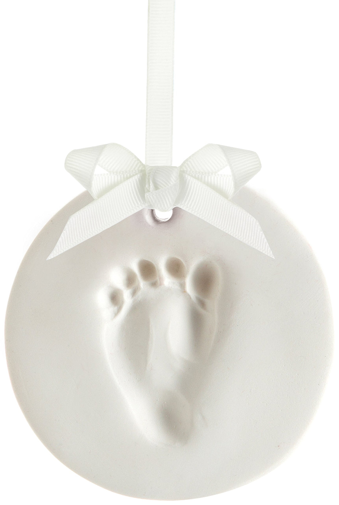 Pearhead Baby Handprint or Footprint Kit, My First Christmas Ornament, DIY Clay Keepsake Kit, Gift For New And Expecting Parents, 3 Multicolored Ribbons For Baby Girl or Baby Boy
