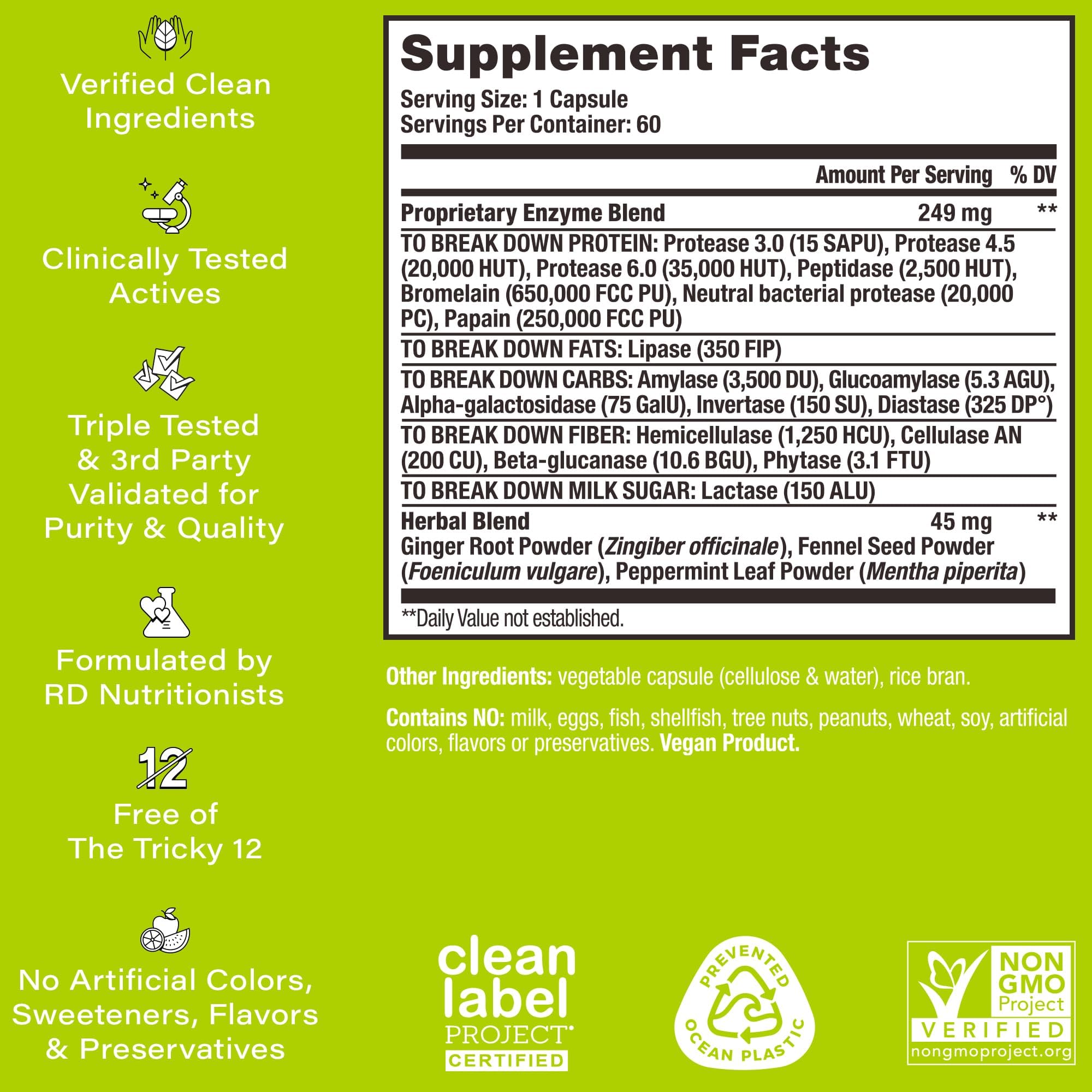 HUM Flatter Me Digestive Enzymes Bloating Supplement - Fast-Acting Bloat Relief for Digestive Health & Debloating Multi Enzyme | Bloat Pills, Anti Bloat Pills, Vegan 60 Servings