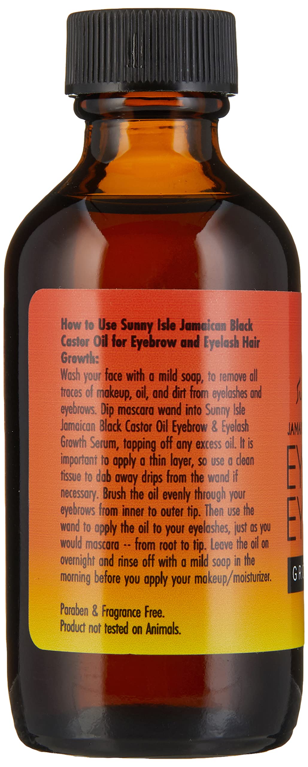 Sunny Isle Jamaican Black Castor Oil Eyelash & Eyebrow Growth Serum, Orange, 2 Ounce