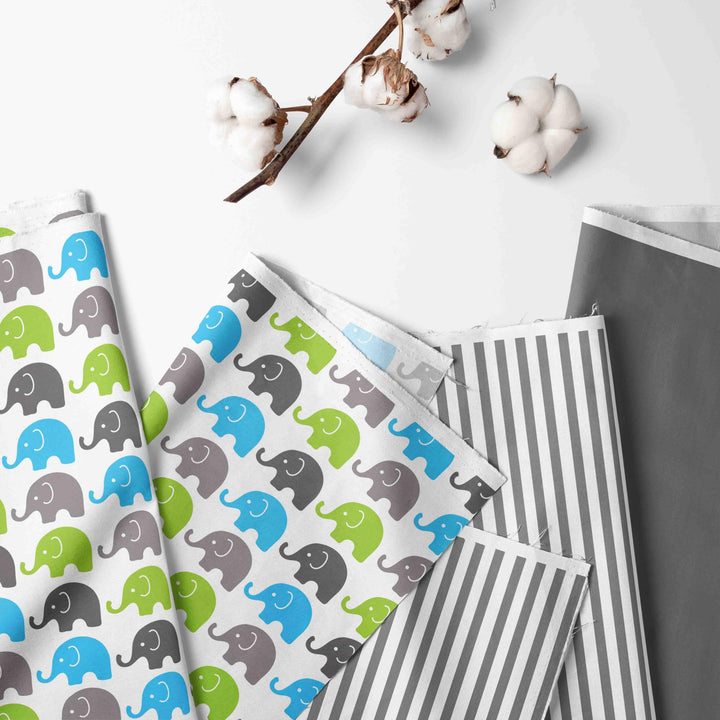 Bacati - Elephants Aqua/Lime/Grey Nursing Pillow Cover Ultra-Soft 100% Cotton Fabric in a Fashionable Two-Sided Design, Fits All Hugster Nursing Pillows and Positioners