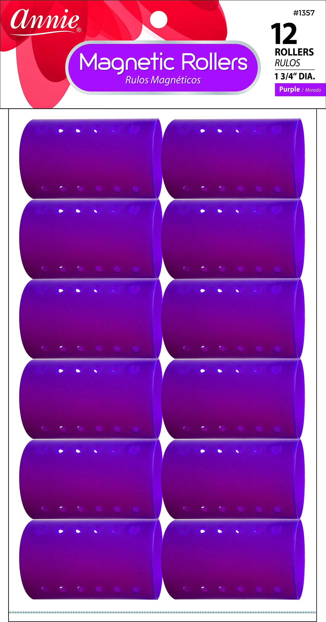 Annie Magnetic Rollers 12 Count Purple 1 3/4 #1357A