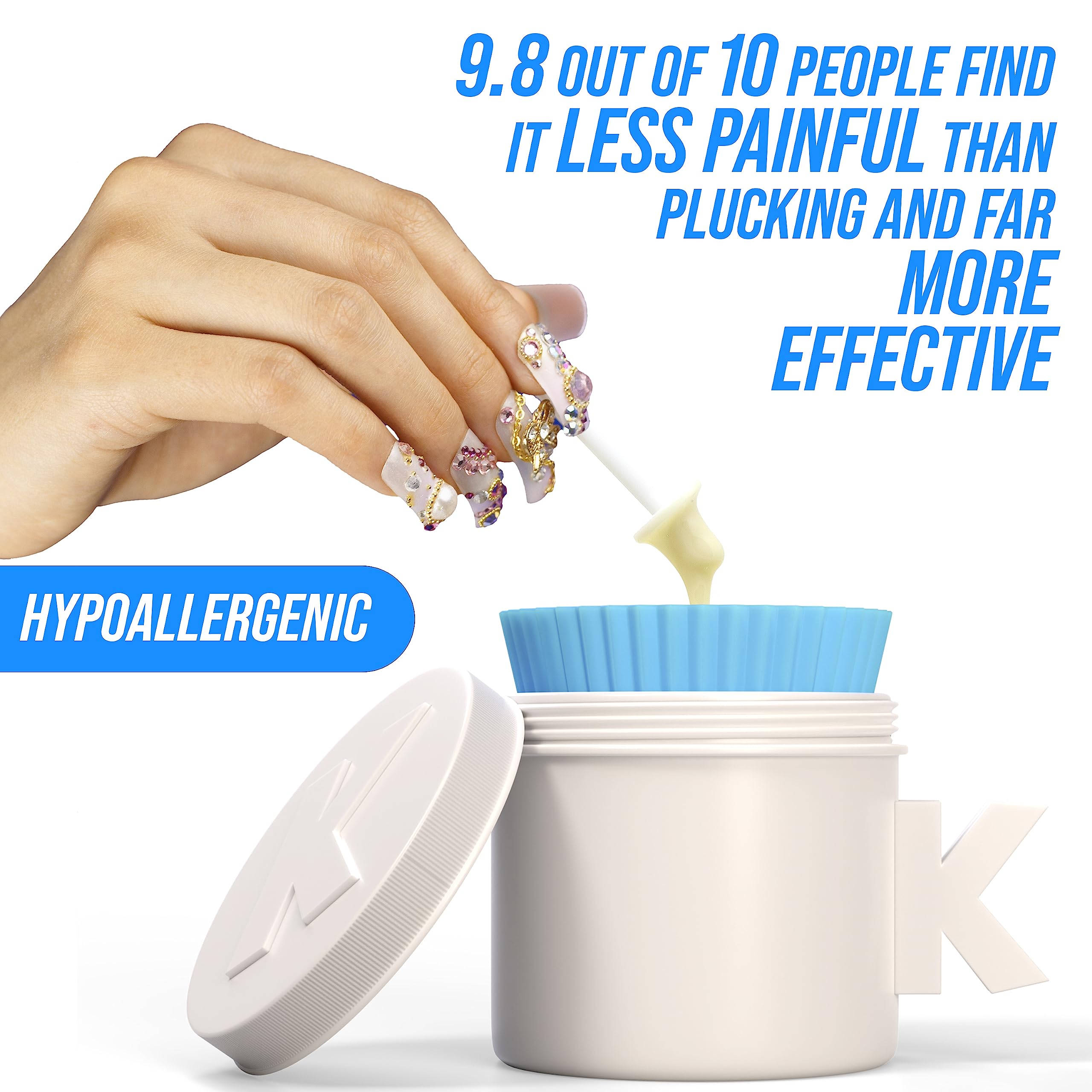 Kenashii Super Nose Waxing Kit | 100g Wax, 24 Applicators | No Microwave Required | Ear Hair Removal | For Men and Women | 12 Balm Wipes, Mustache Guards, Storage Bag