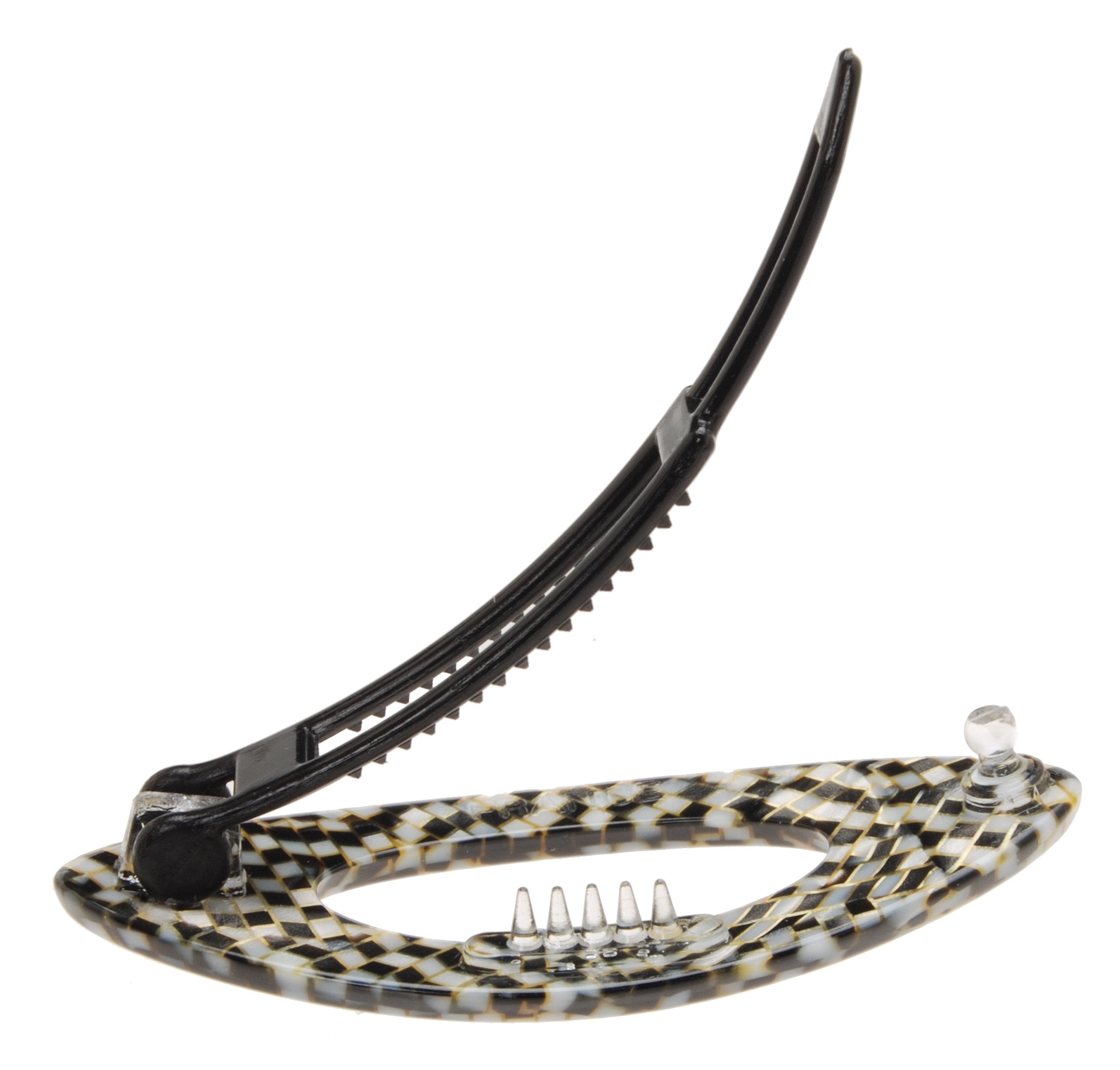 Opera Silver : France Luxe Mini Cutout Oval on Plastic Tige Boule Barrette - Opera Silver