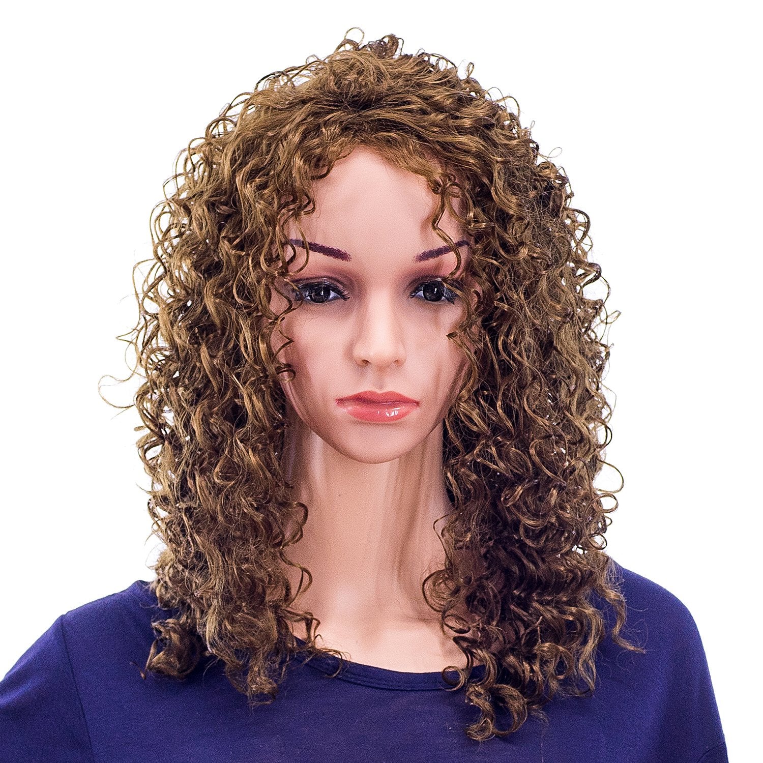 SWACC 20-Inch Long Big Bouffant Curly Wigs for Women Synthetic Heat Resistant Fiber Hair Pieces with Wig Cap (Light Dirty Brown-12#)