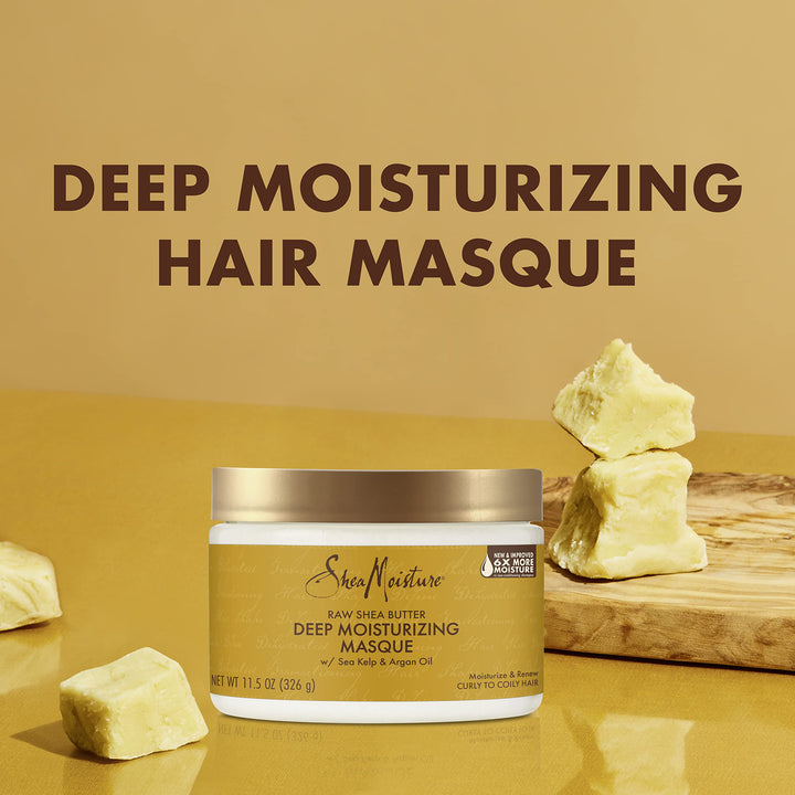 SheaMoisture Raw Shea Butter Deep Moisturizing Hair Masque, 11.5 fl oz - Deep Conditioner for Curly Hair to Moisturize and Renew, Sustainable, Organic, Cruelty-Free