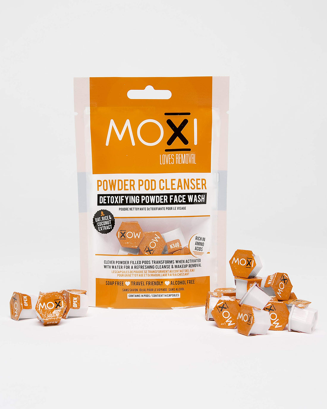 Moxi Loves Travel Friendly POWDER POD CLEANSER, Detoxifying Face Wash 1 pack