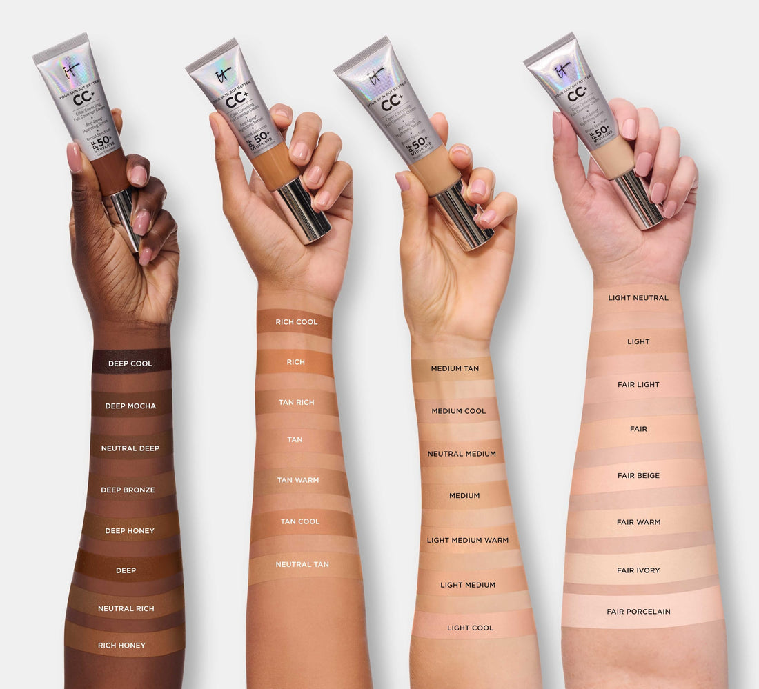 IT Cosmetics Your Skin But Better CC+ Cream, Light Medium Warm - Color Correcting Cream, Full-Coverage Foundation, Hydrating Serum & SPF 50+ Sunscreen - Natural Finish - 1.08 fl oz