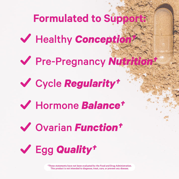 Pink Stork Fertility Supplements for Women - Prenatal Multivitamin with Ovulation, Conception, & Hormone Balance Support - 17 Vitamins & Inositol, Ashwagandha, & Vitex - 60 Capsules