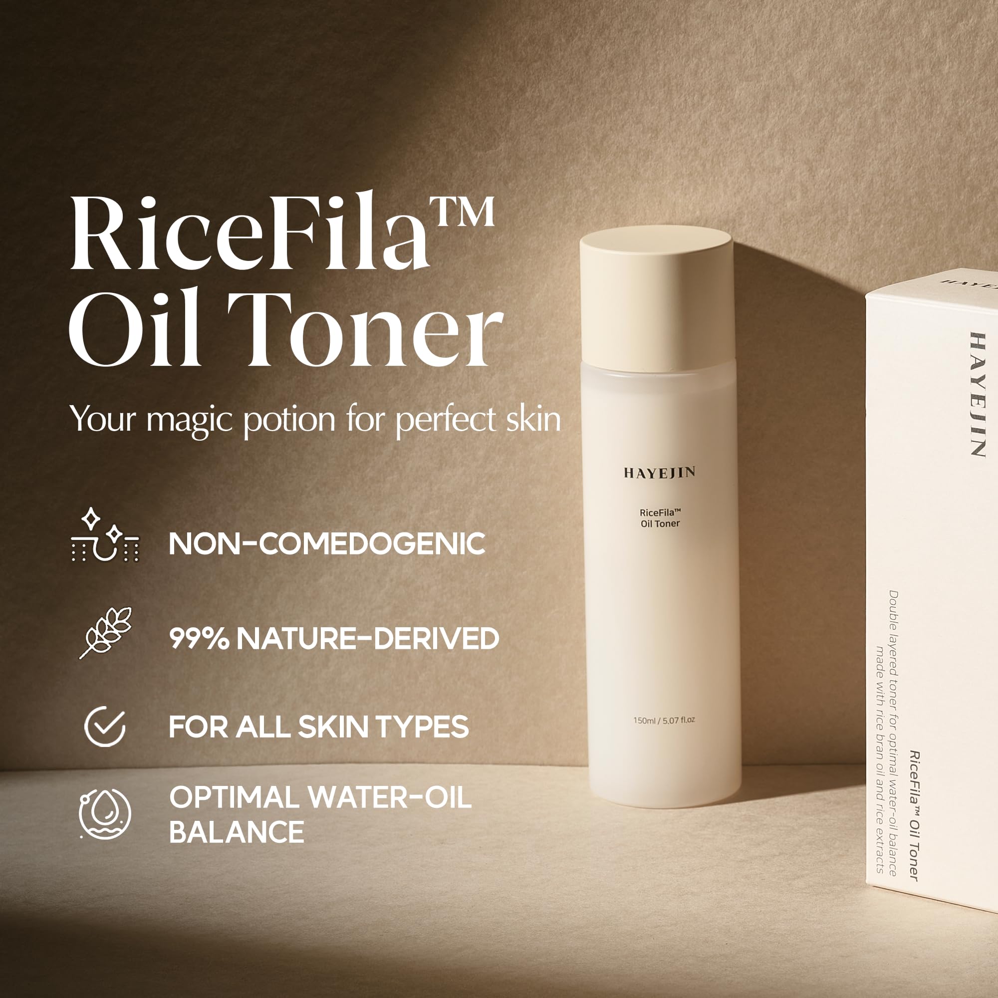 HAYEJIN RiceFila Oil Rice Toner K Beauty Products | Hydrating Facial Toner for Sensitive Skin | Facial Oil Skin Rice Toner for Face Korean (5.07 Fl. Oz)