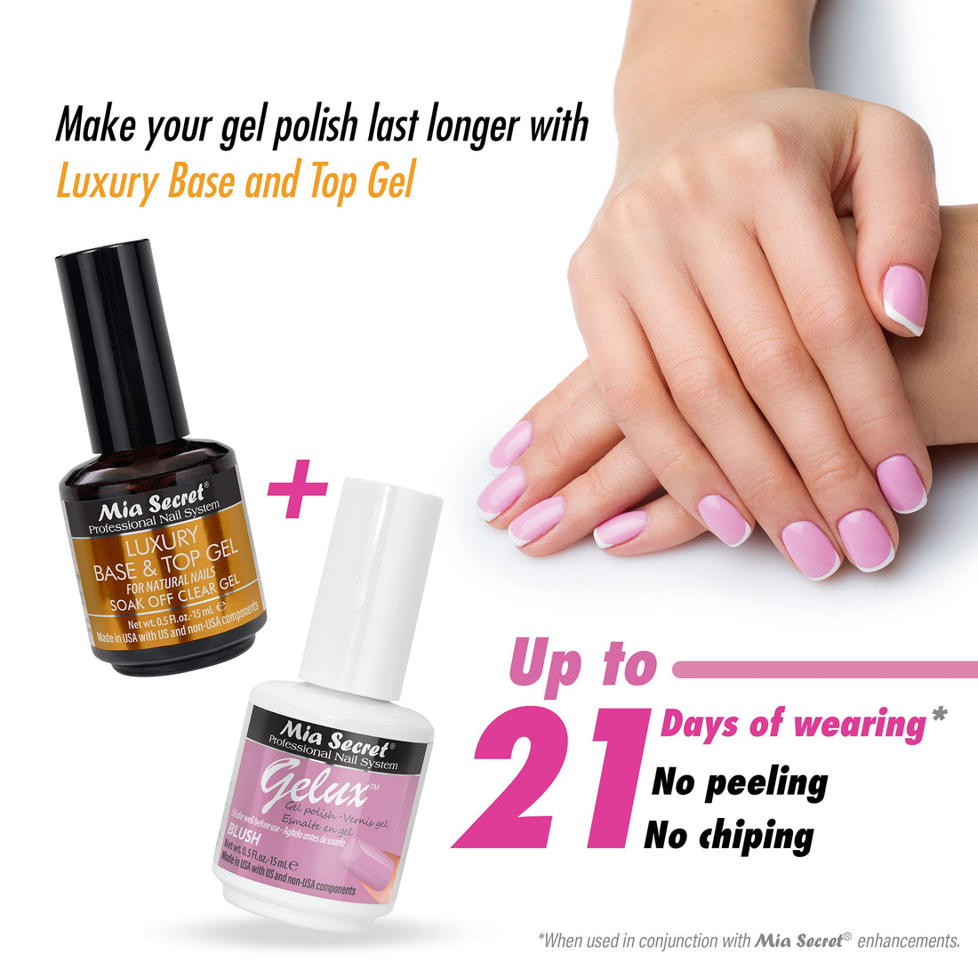 Mia Secret Luxury UV Top Coat Gel For Natural Nails Soak Off Clear Gel 1/2 Oz