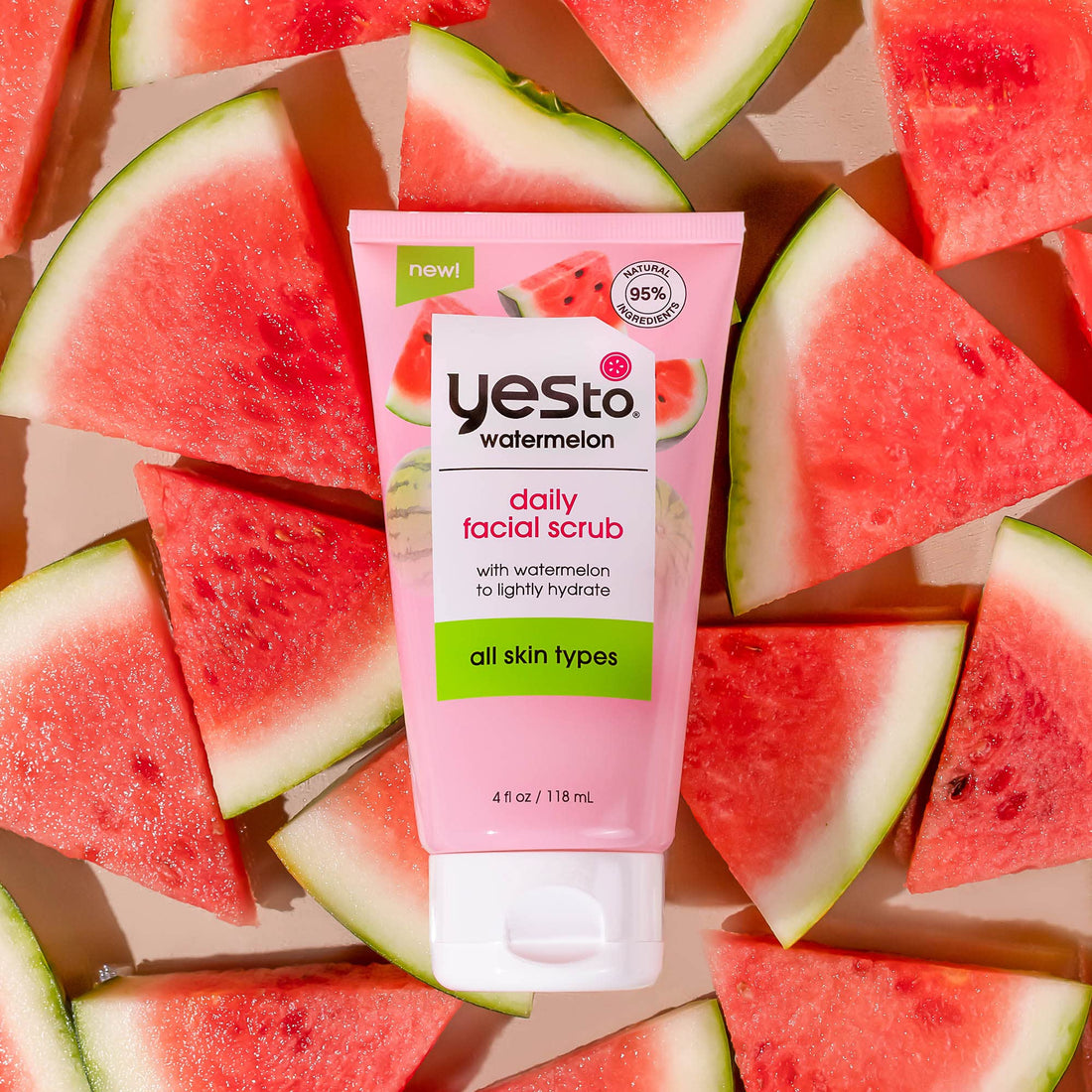 Yes To Watermelon I Daily Facial Scrub 4 Fl Oz I All Skin Types I Cleanse & Hydrate Skin I Vitamin C I Vegan I 98% Natural Ingredients