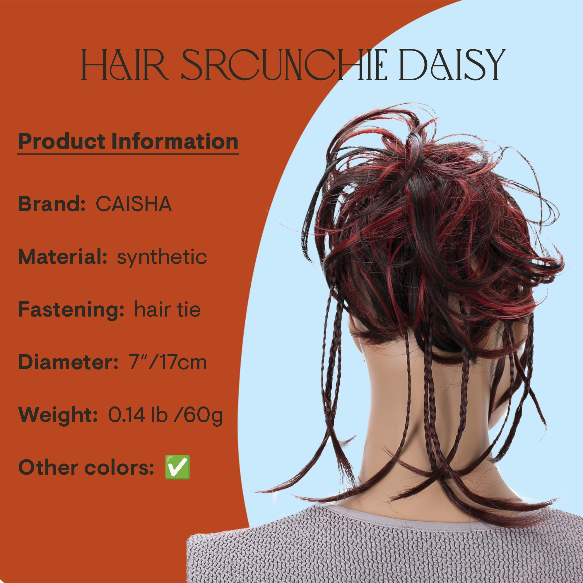 Red Dark Brown Mix #2H113A G28D: Prettyshop Hairpiece Hair Rubber Scrunchie Scrunchy Updos Voluminous Wavy Messy Bun Red Dark Brown Mix #2H113A G28D