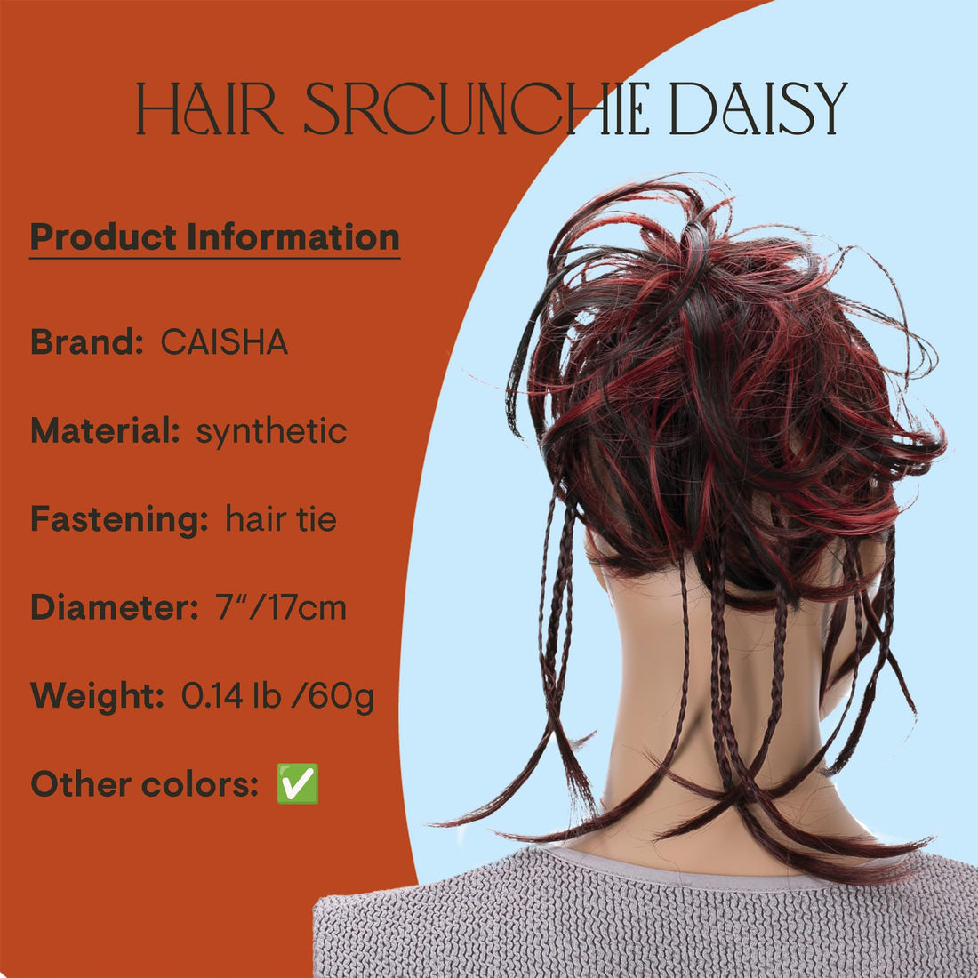 Red Dark Brown Mix #2H113A G28D: Prettyshop Hairpiece Hair Rubber Scrunchie Scrunchy Updos Voluminous Wavy Messy Bun Red Dark Brown Mix #2H113A G28D