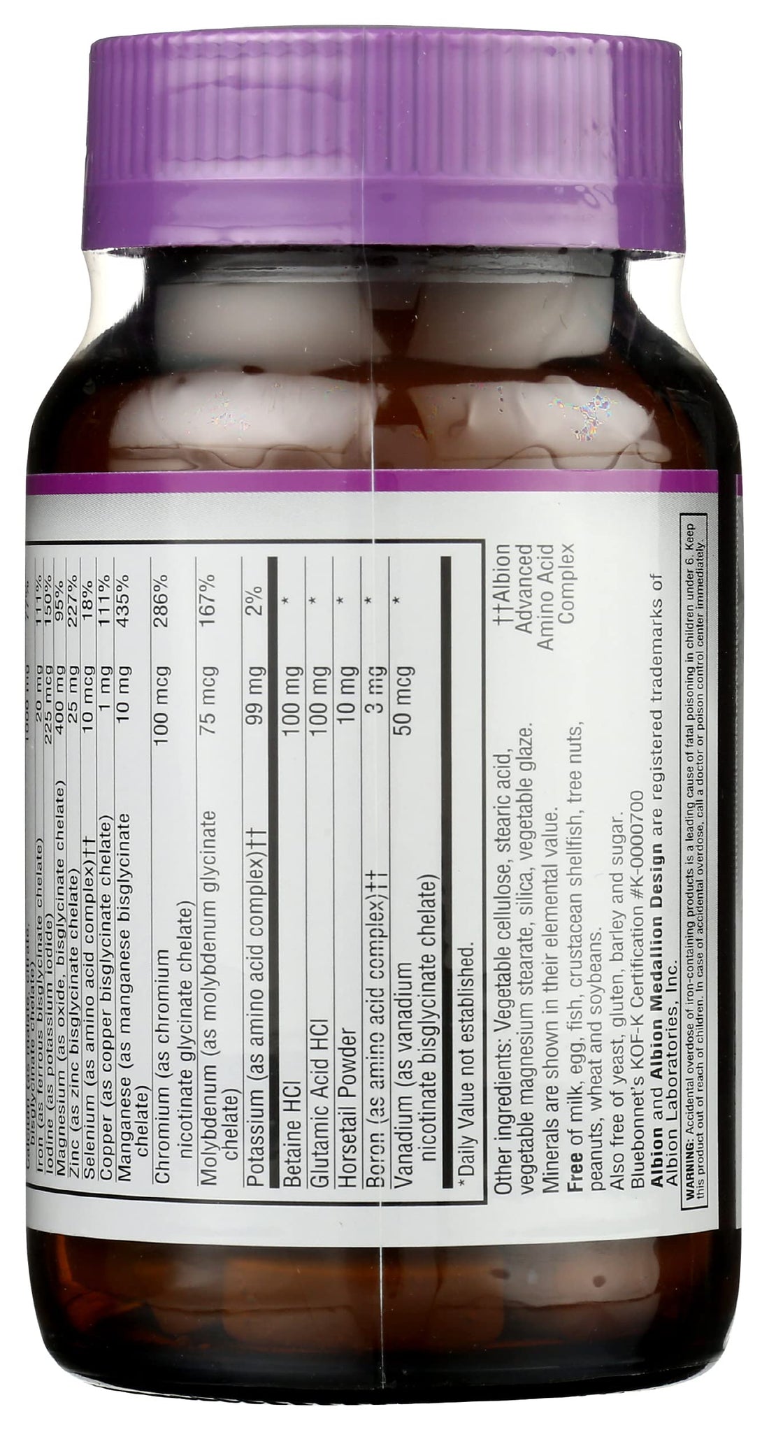 Bluebonnet Nutrition High Potency Chelated Multiminerals, Albion Chelated Minerals, Soy-Free, Gluten-Free, Non-GMO, Kosher Certified, Dairy-Free, 60 Caplets, 20 Servings