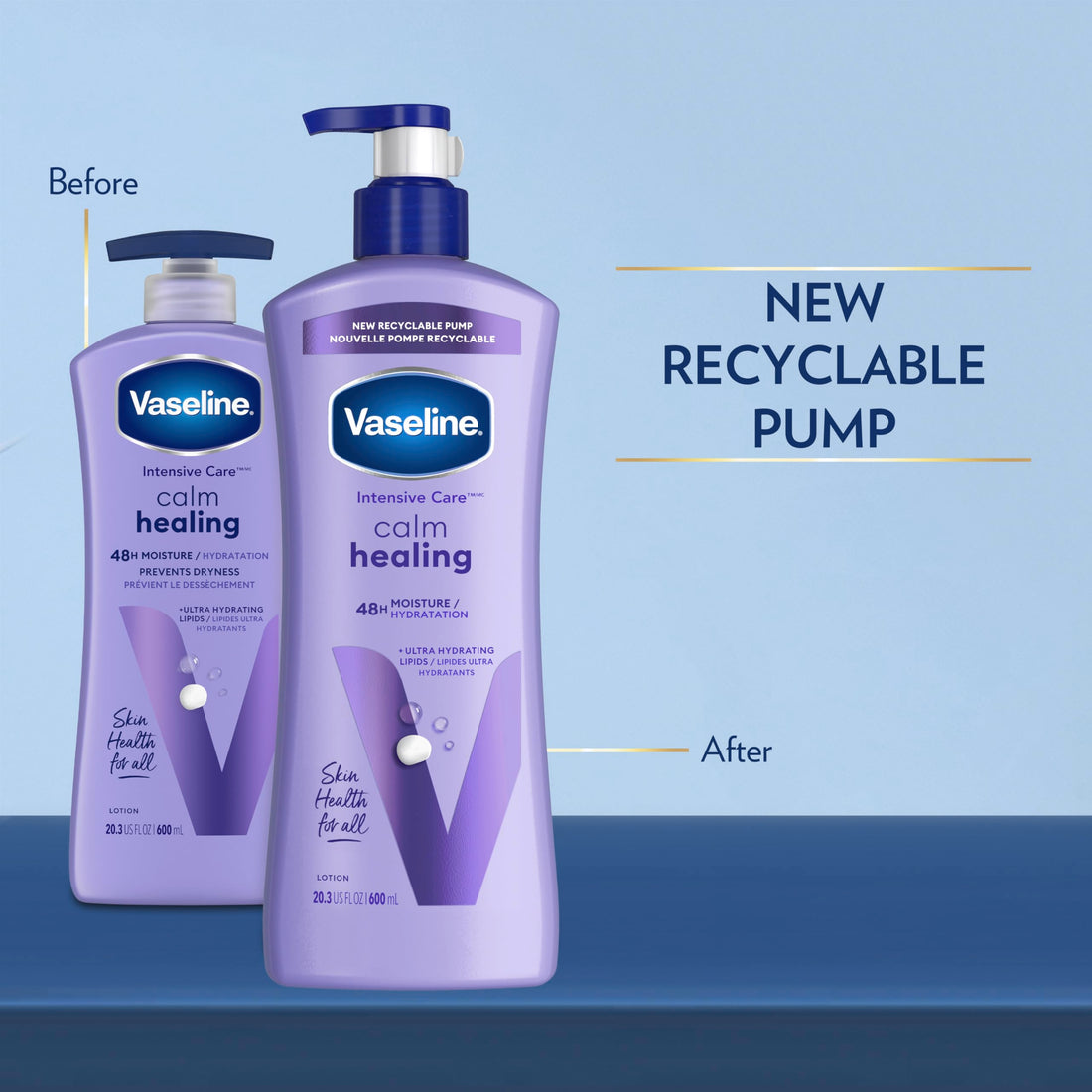 Vaseline Intensive Care Calm Healing Body Lotion 3 count for Dry Skin Made with Ultra-Hydrating Lipids and Lavender Extract to Heal and Restore Dry Skin 20.3 oz