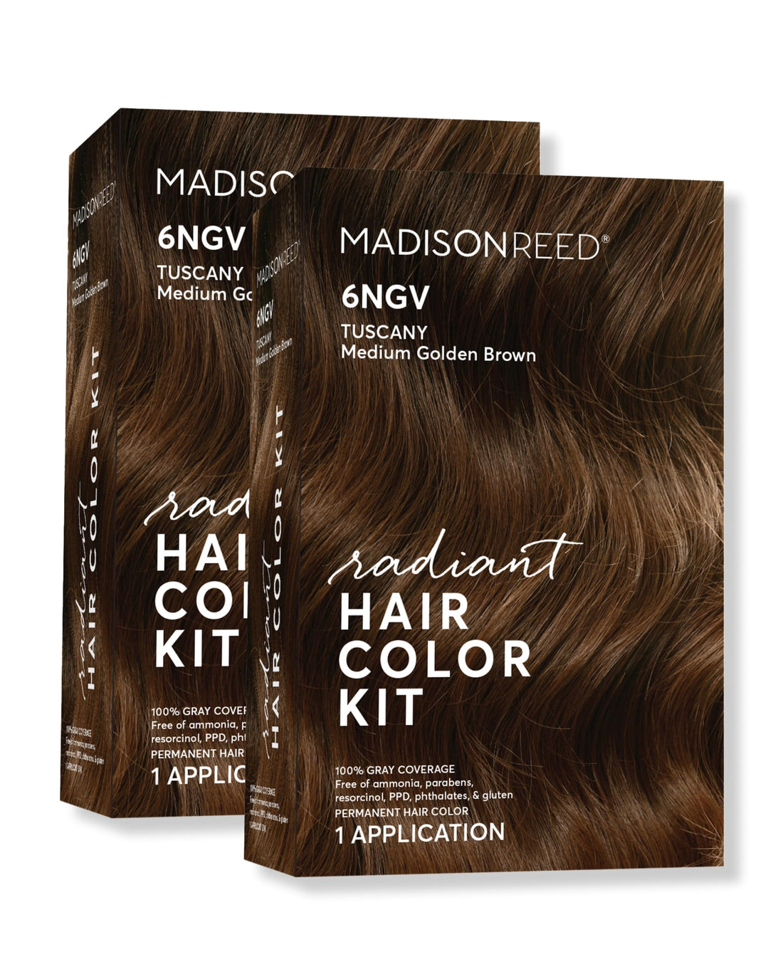 Madison Reed Radiant Hair Color Kit, Medium Golden Brown for 100% Gray Coverage, Ammonia-Free, 6NGV Tuscany Brown, Permanent Hair Dye, Pack of 2