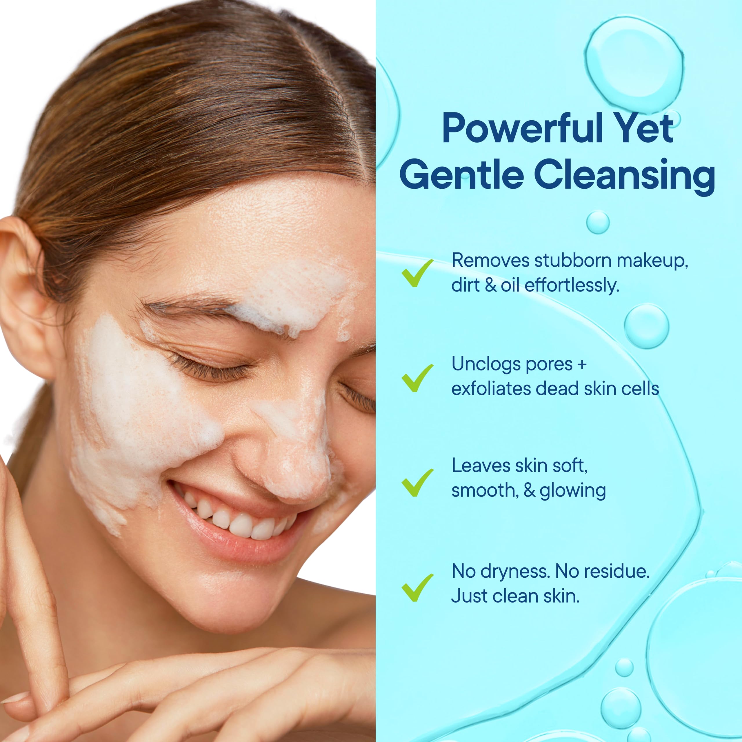 OrganiClear Facial Cleanser w/Organic Tea Tree & Salicylic Acid – Gentle Daily Foaming Gel Face Wash for Deep Cleansing & Makeup Removal – Unclogs Pores, Eliminates Dirt & Oil - No Dryness, (2 oz)