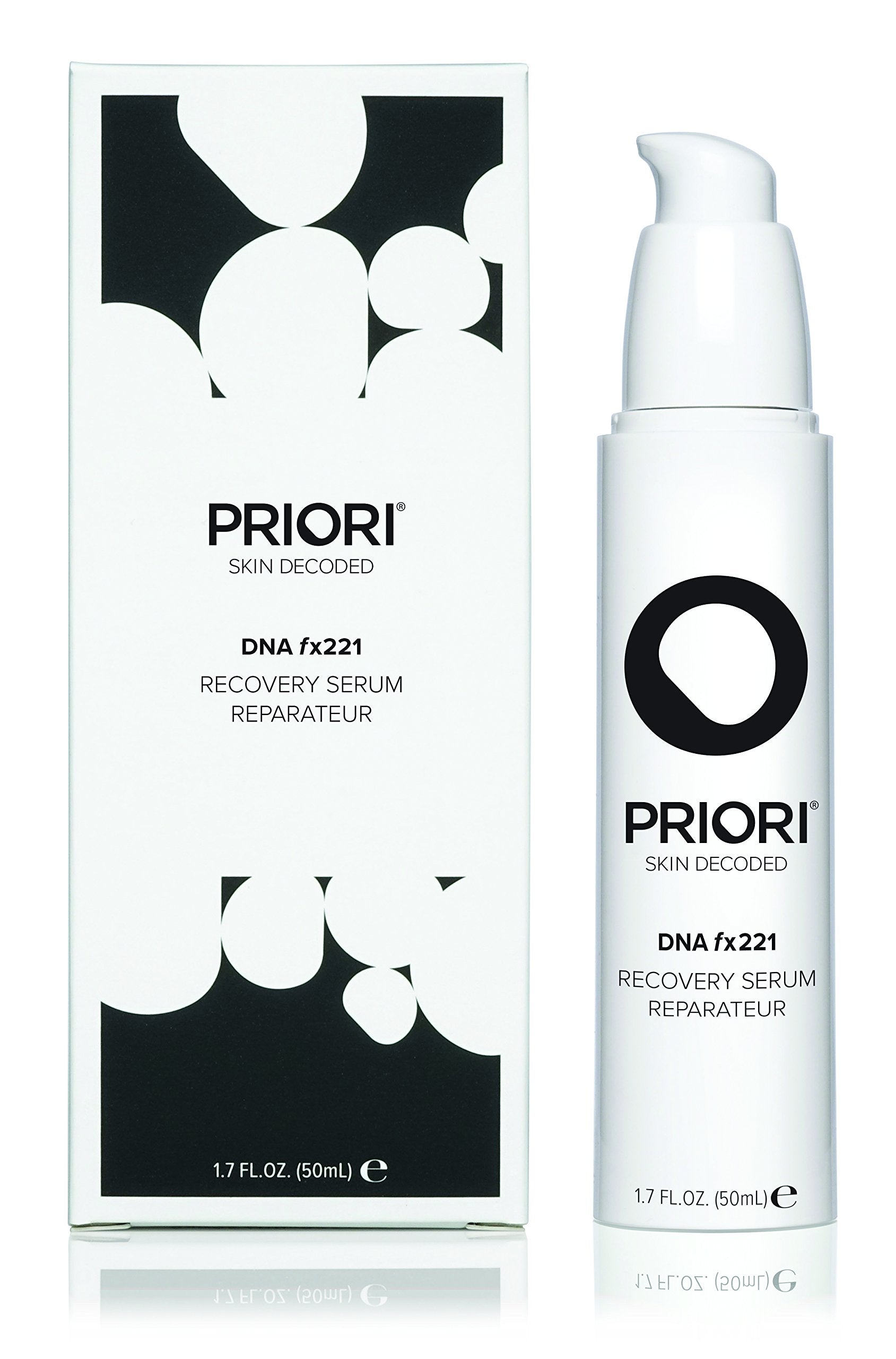 Priori DNA fx221 Recovery Serum, Repairing, Correcting Skin Treatment, Free Radical Protection, Beauty Boost, Intense Hydration, Oil Free, Age Defying Day & Night Face Serum, 1.7 fl oz (50 ml)