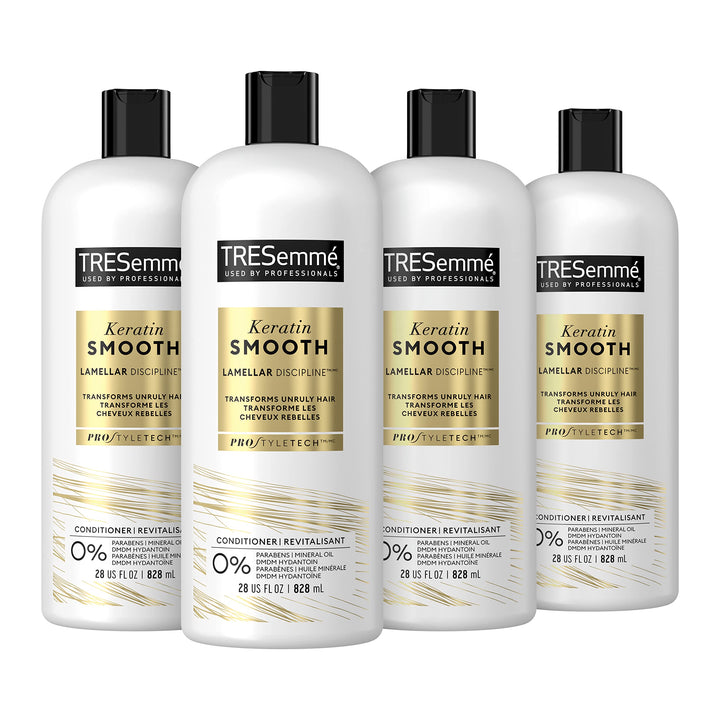 TRESemmé Keratin Smooth Conditioner 4 pack for Frizzy Hair, Formulated with Lamellar-Discipline, 28 Fl Oz