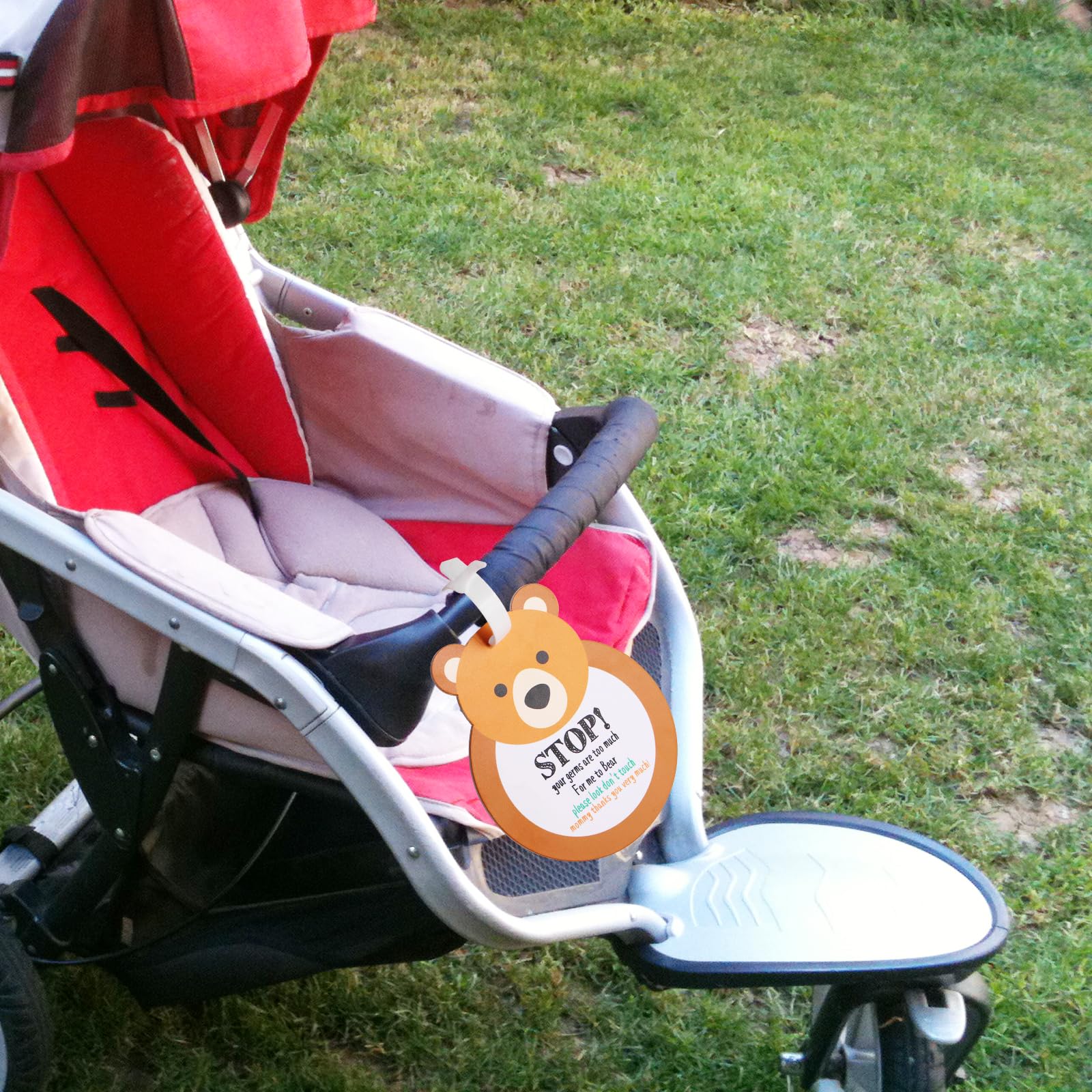 Bear Don't Touch Baby Sign Tag Stop Please Look Baby Car Seat Tag No Touching for Car Seat Cover Basket Tag Stroller Tag Carrycot Basket Tag Baby Warning Tips with Hanging Straps