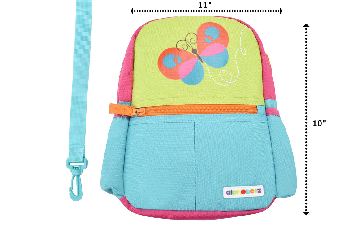 Alphabetz Butterfly Toddler Backpack with Leash, Safety Harness, for Girl