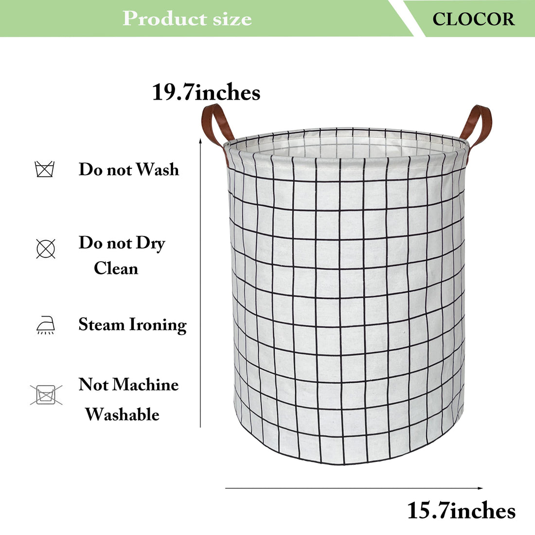 CLOCOR Collapsible Round Laundry Hamper/Large Storage Basket/Toys Bin/Boys and Girls Hamper/Room Decor (White check)