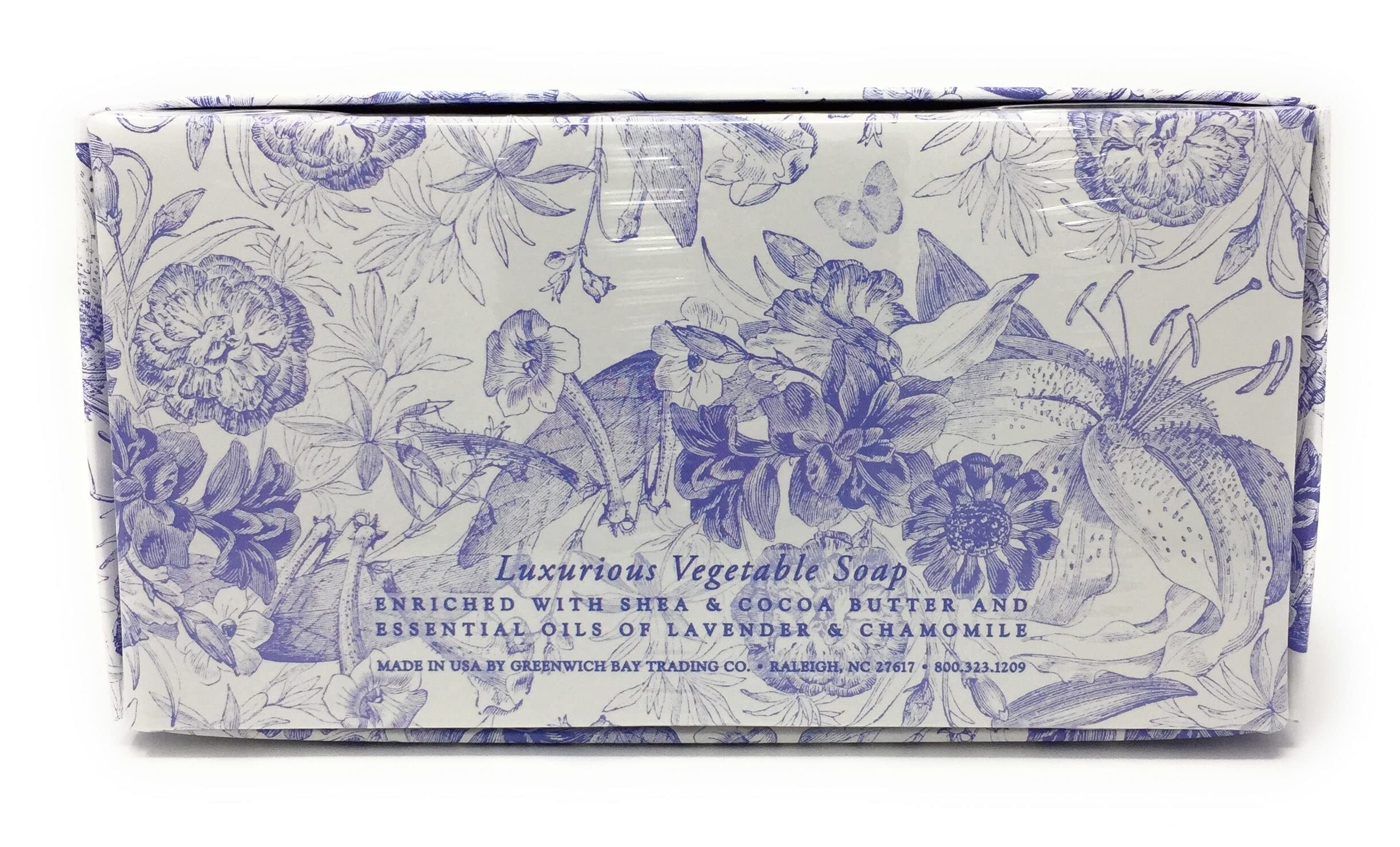 Greenwich Bay Lavender Chamomile Triple Milled Soap Gift Set With Shea Butter And Cocoa Butter - Set Of Three Soap Bars 4.3 Oz. Ea. Individually Wrapped In A Beautiful Gift Box