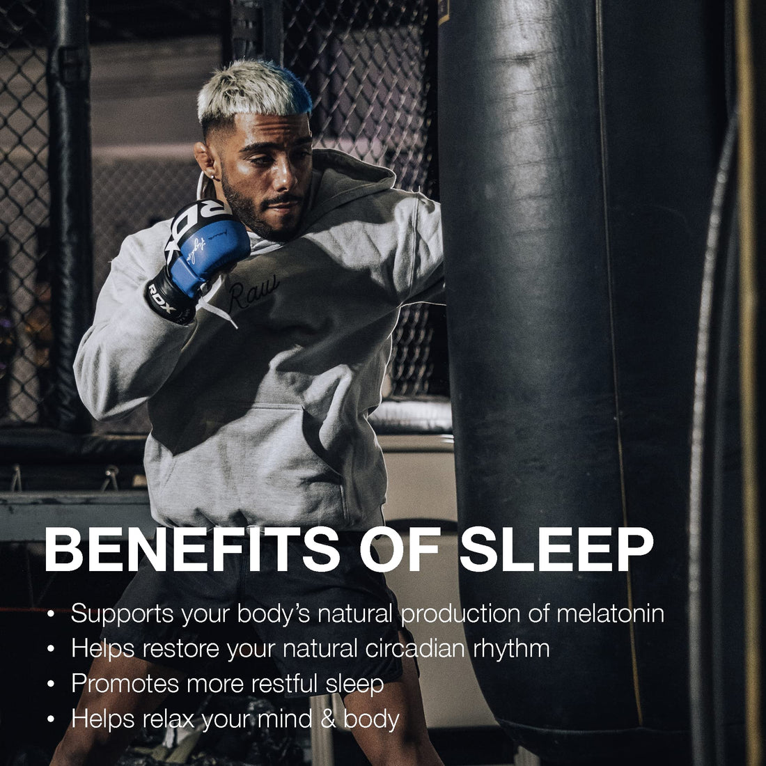 RAW Natural Sleep Aid Supplement - Relaxation Enhancer & Mood Support with Melatonin, Magnesium, Zinc, L-Tryptophan & Lemon Balm Extract to Relax & Calm The Mind & Body - 30 Servings, Strawberry Kiwi