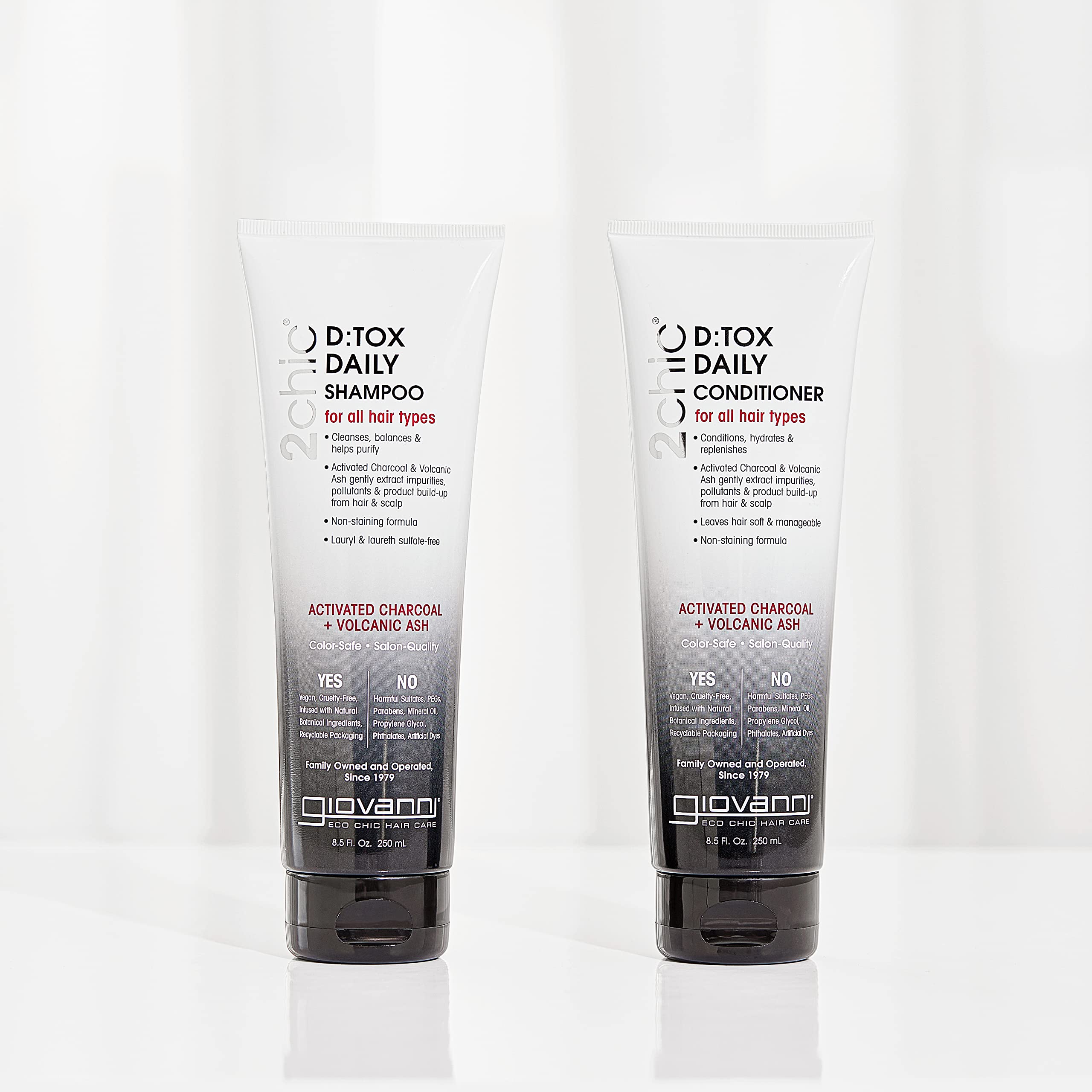 GIOVANNI D:tox Daily Shampoo - Activated Charcoal, Super-Antioxidants Acai & Goji Berry - 8.5 oz