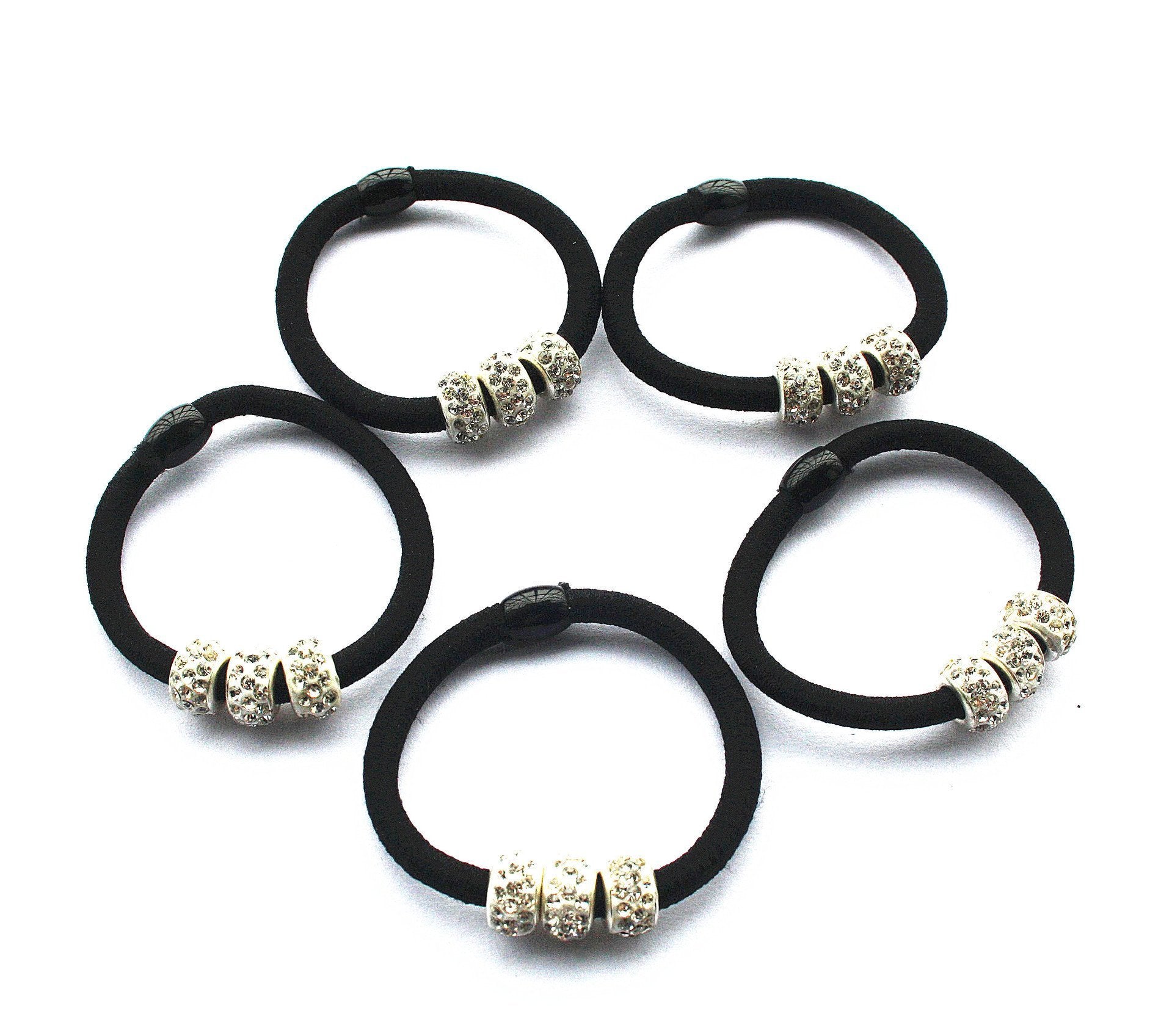 Casualfashion 10Pcs Lady Girls Shiny Rhinestone Rubber Band Hair Rings Korean Hair Accessories Hair Ropes Ponytail Holder