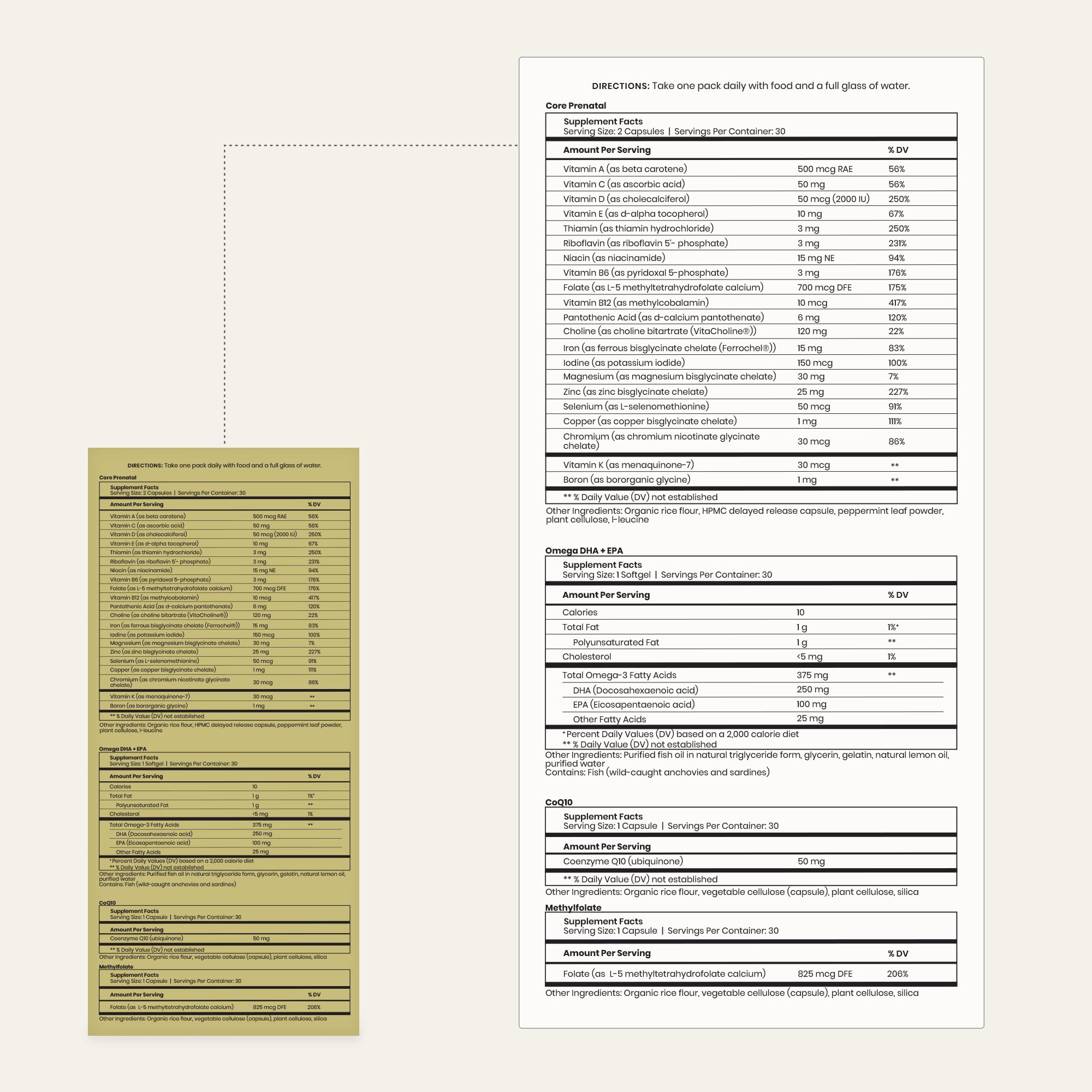 Perelel - Conception Support Pack - Prenatal DHA Omega 3 Vitamins for Women, Family Planning + Fertility Support* - Gluten, Dairy and Soy-Free + Non-GMO (30 Daily Pill Packs)