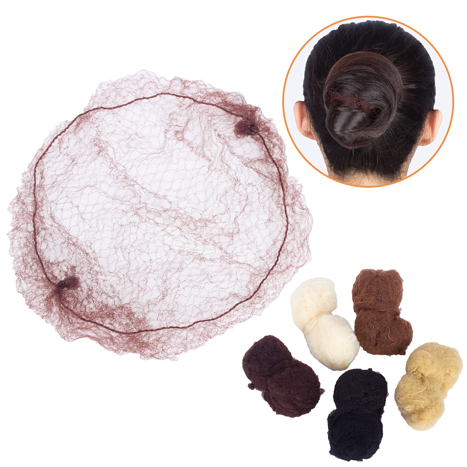 100pcs , Dark Brown : WeKen Pack of 100pcs Hair Nets Invisible Elastic Edge Mesh 50cm 20 Dark Brown