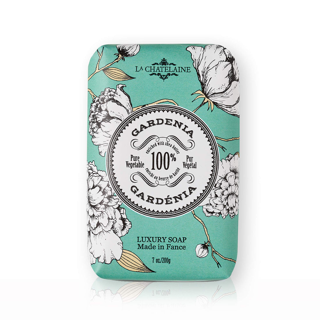 La Chatelaine Luxury Bar Soap | Natural Shea Formula | 7 oz (Gardenia, 7 oz)