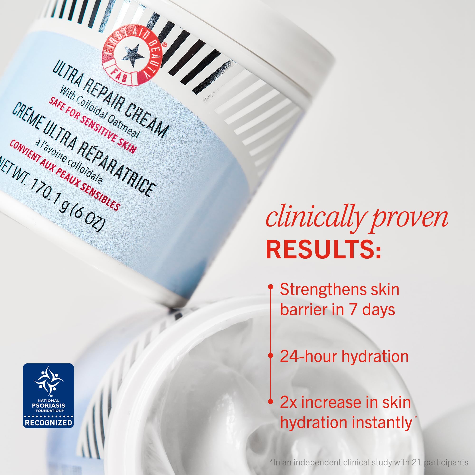 First Aid Beauty Ultra Repair Cream Intense Hydration Moisturiser for Face and Body – Rich Whipped Texture For Immediate Skin Hydration, 170.1g