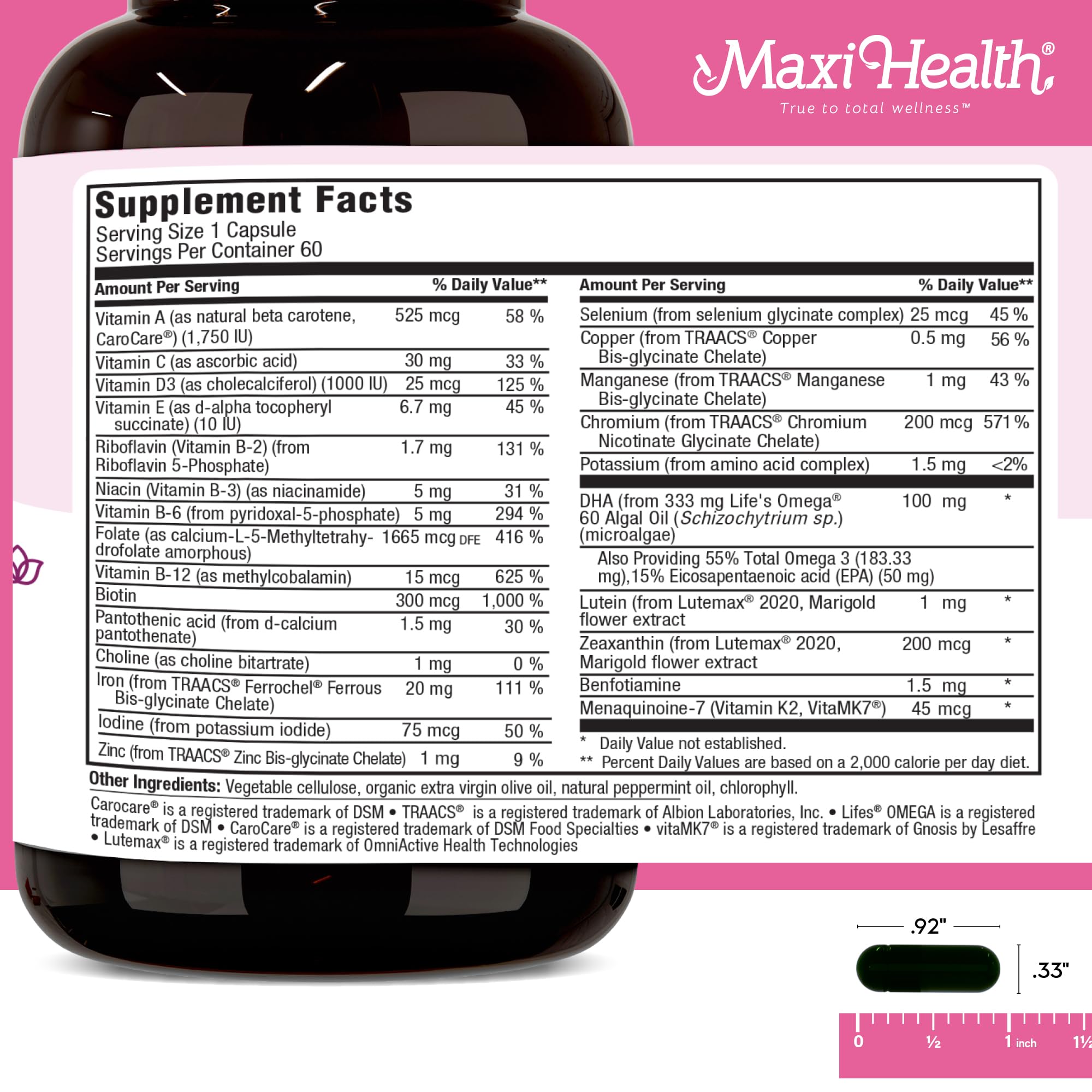 Maxi Health - Methyl Prenatal DHA Prenatal Vitamins Women - Doctor Formulated, Kosher, Gluten Free Prenatal Multivitamin with 25 Nutrients Including DHA, Folic Acid & More, 60 Liquid Caps