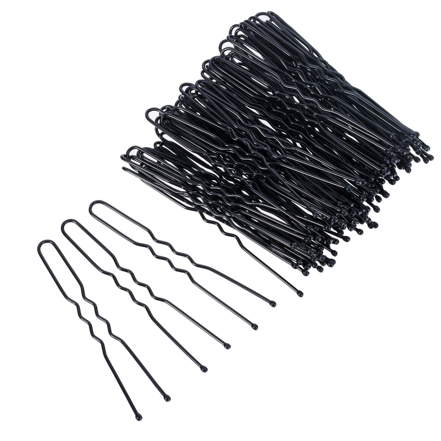 100 Pack of Bun Hair Pins U Shaped Pins with Box and Storage Bag, Black Hair Pins (6 cm)